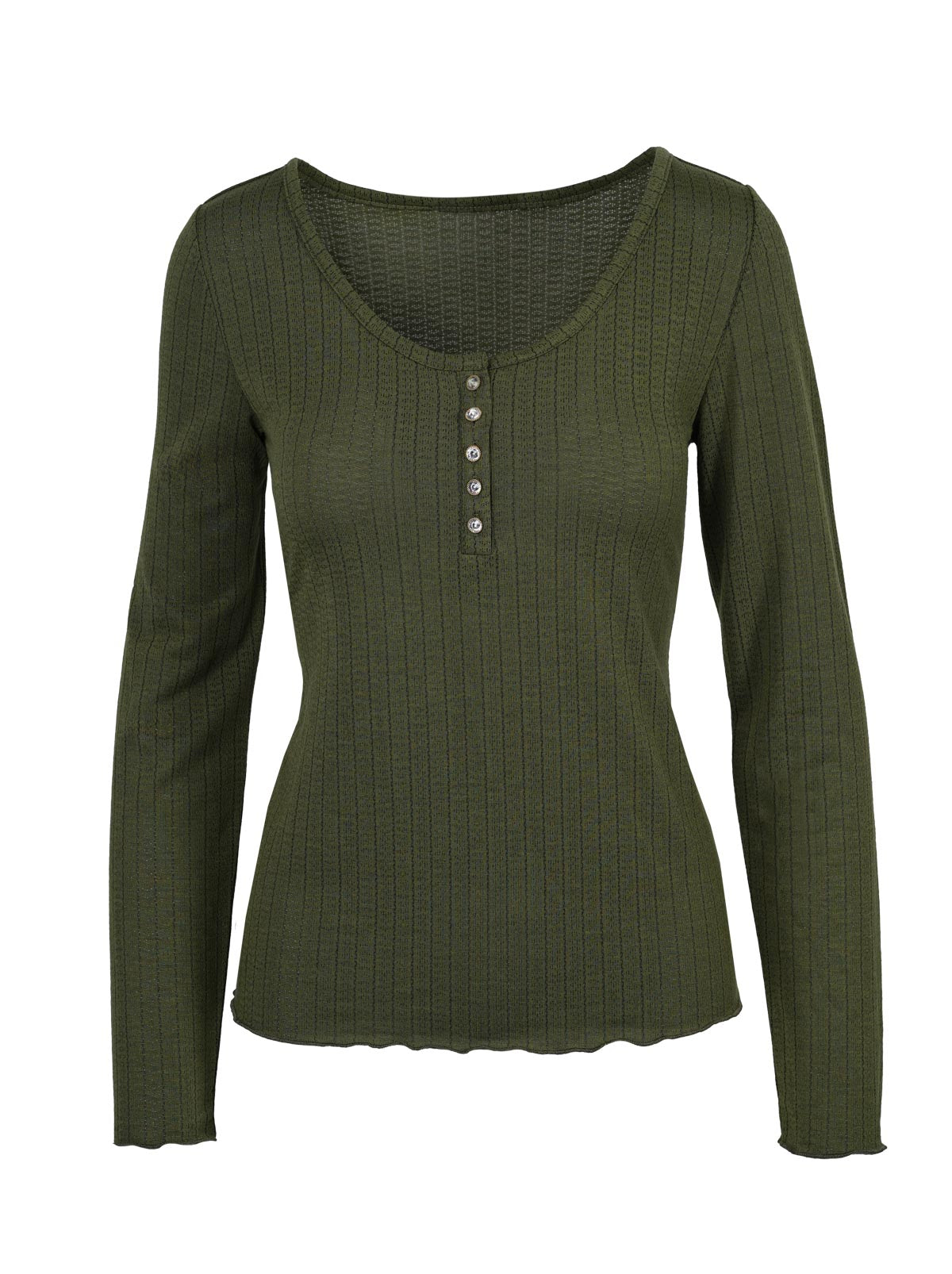 Jessica Simpson Women Tahani Henley Top in Bronze Green