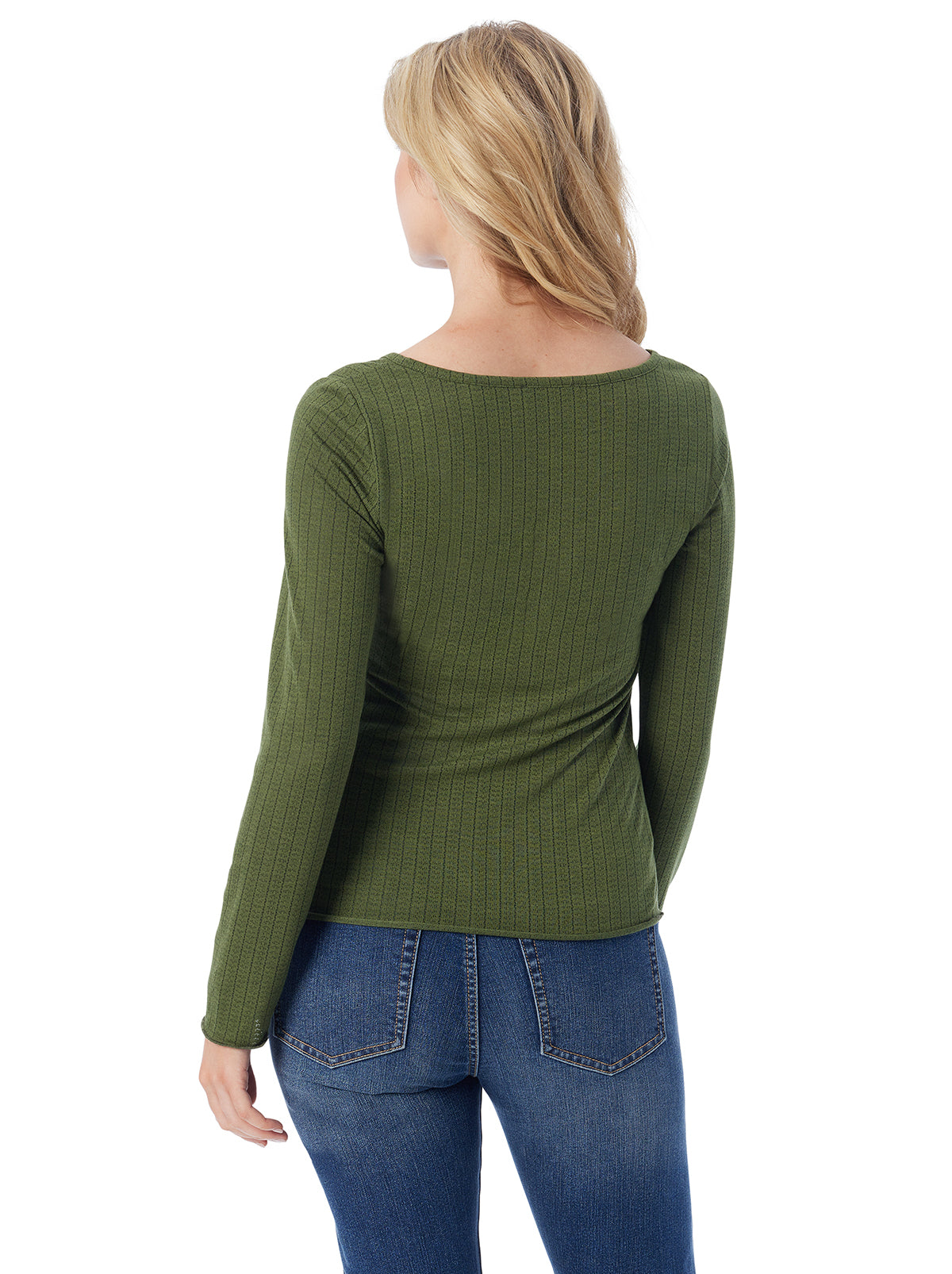 Jessica Simpson Women Tahani Henley Top in Bronze Green