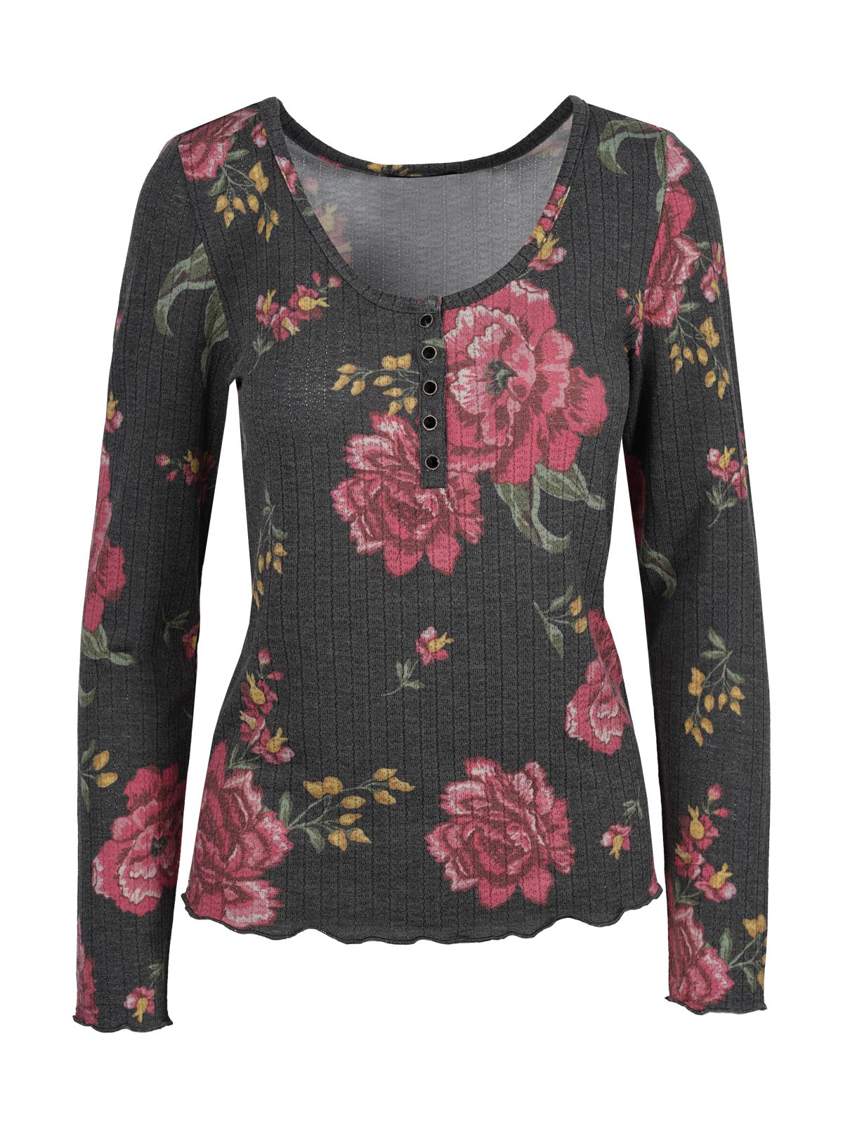 Jessica Simpson Women Tahani Henley Top in Sketchy Roses