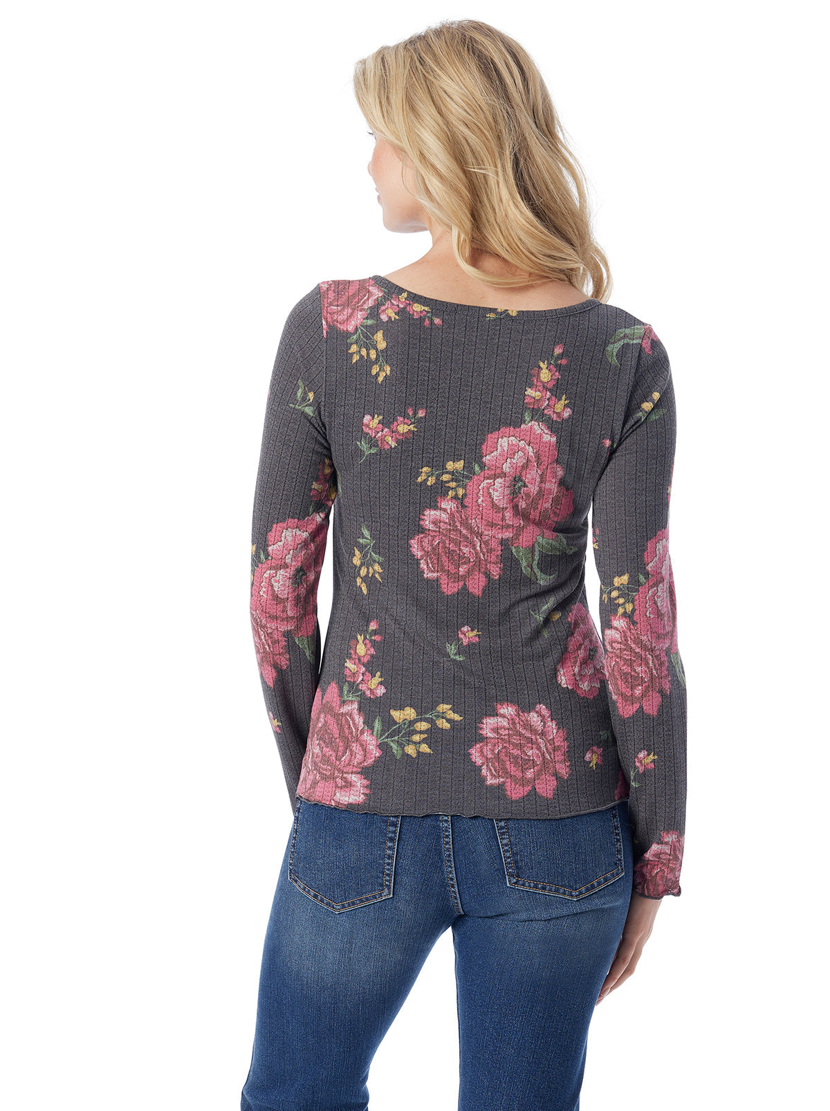 Jessica Simpson Women Tahani Henley Top in Sketchy Roses