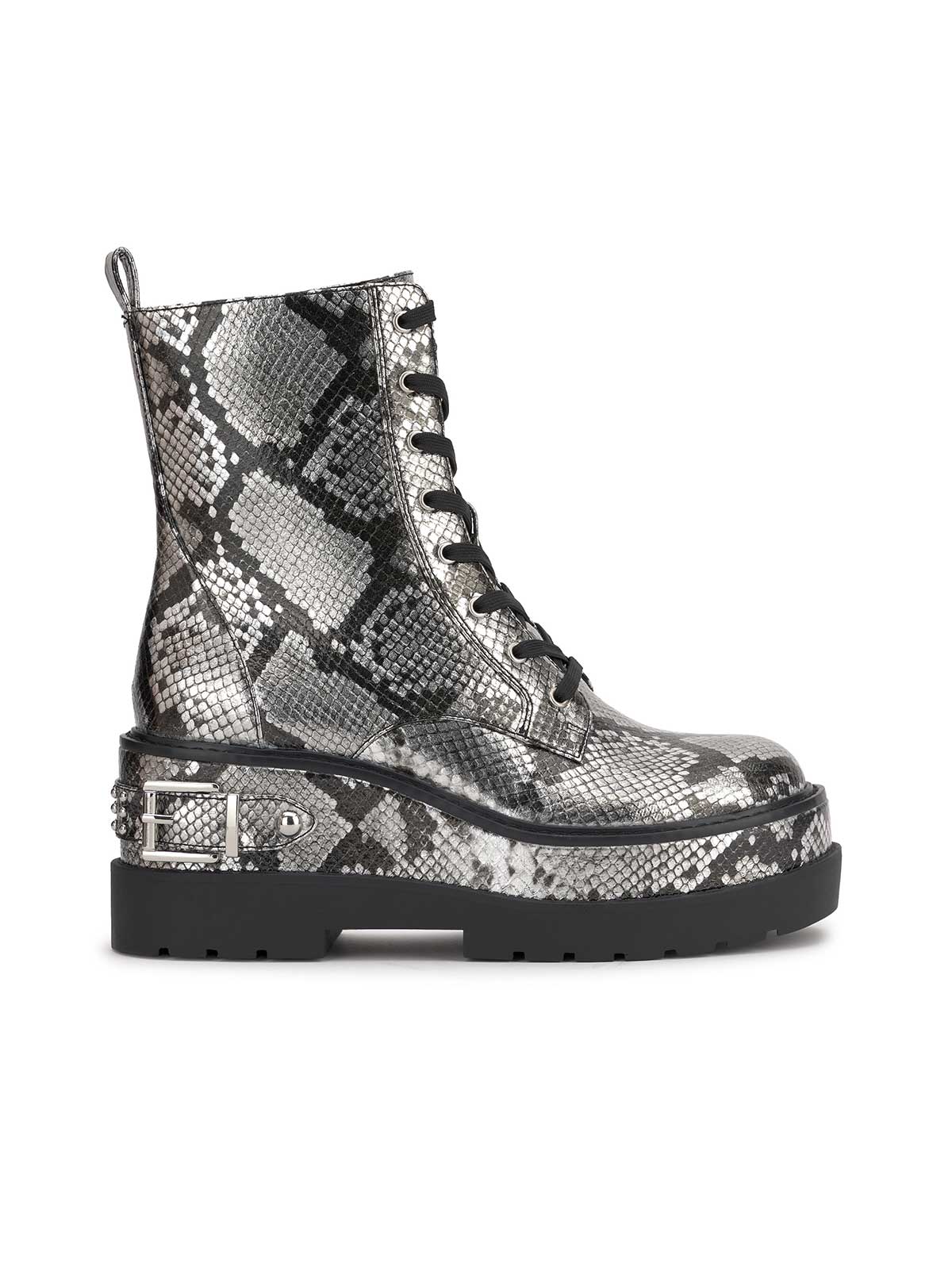 Jessica Simpson Women Imelda Combat Boot in Chrome Snake