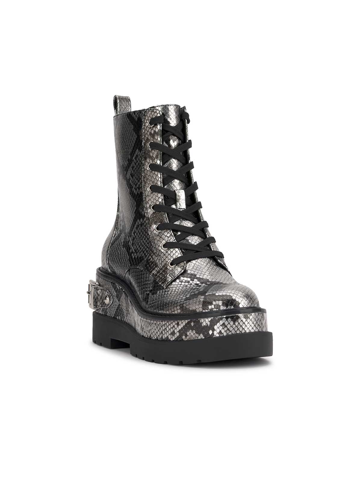 Jessica Simpson Women Imelda Combat Boot in Chrome Snake