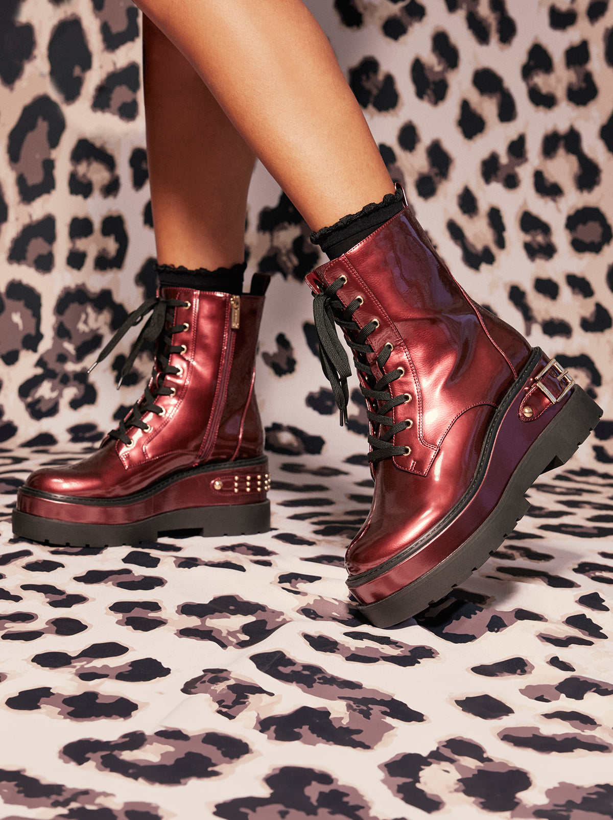 Jessica Simpson Women Imelda Combat Boot in Oxblood