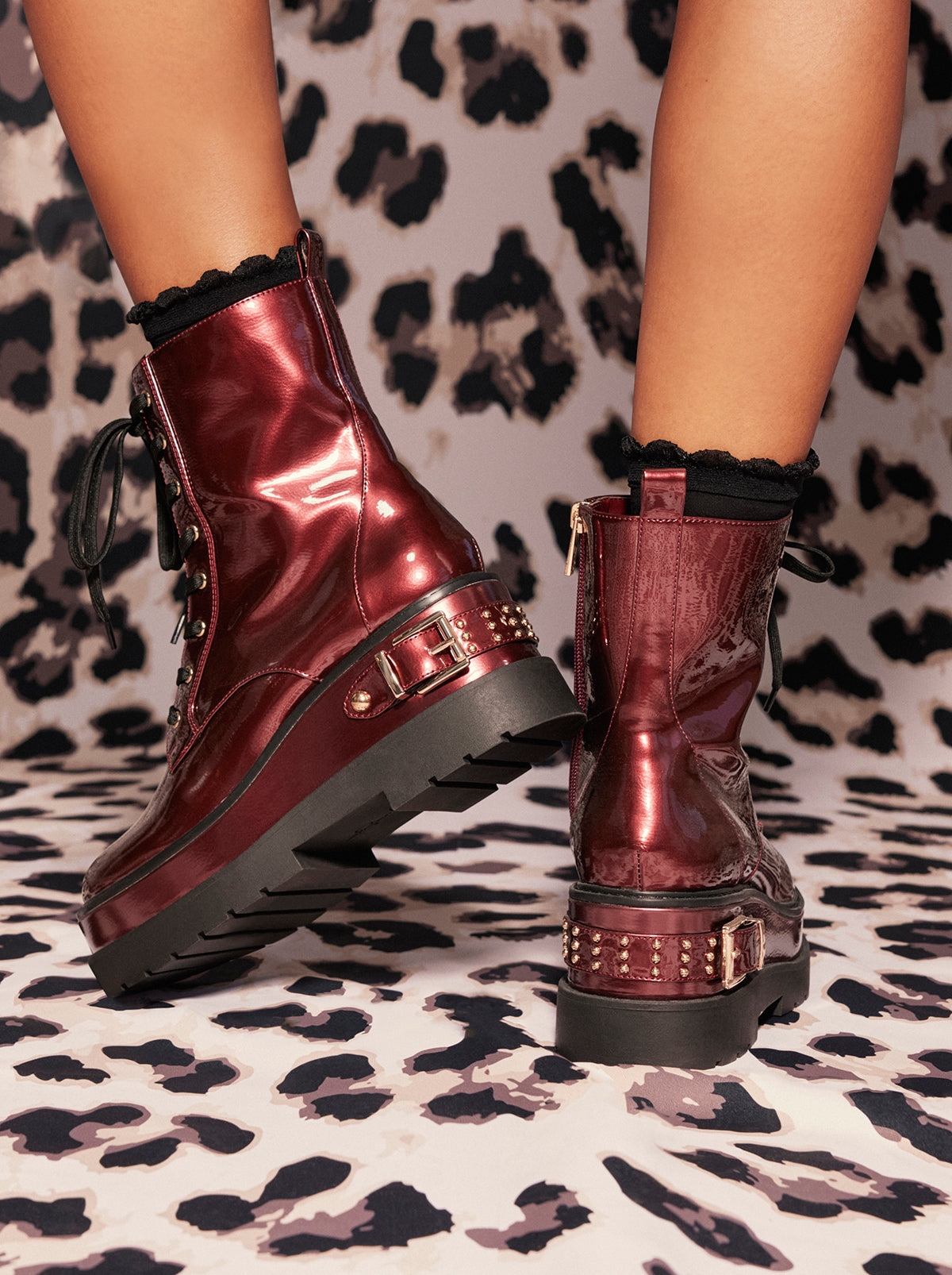 Jessica Simpson Women Imelda Combat Boot in Oxblood