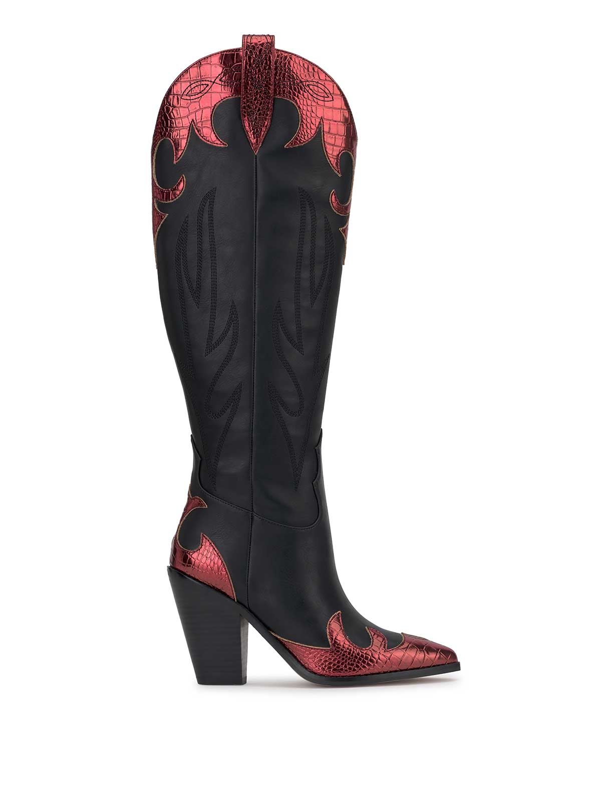 Jessica Simpson Women Rhetta Western Boot in Black & Oxblood