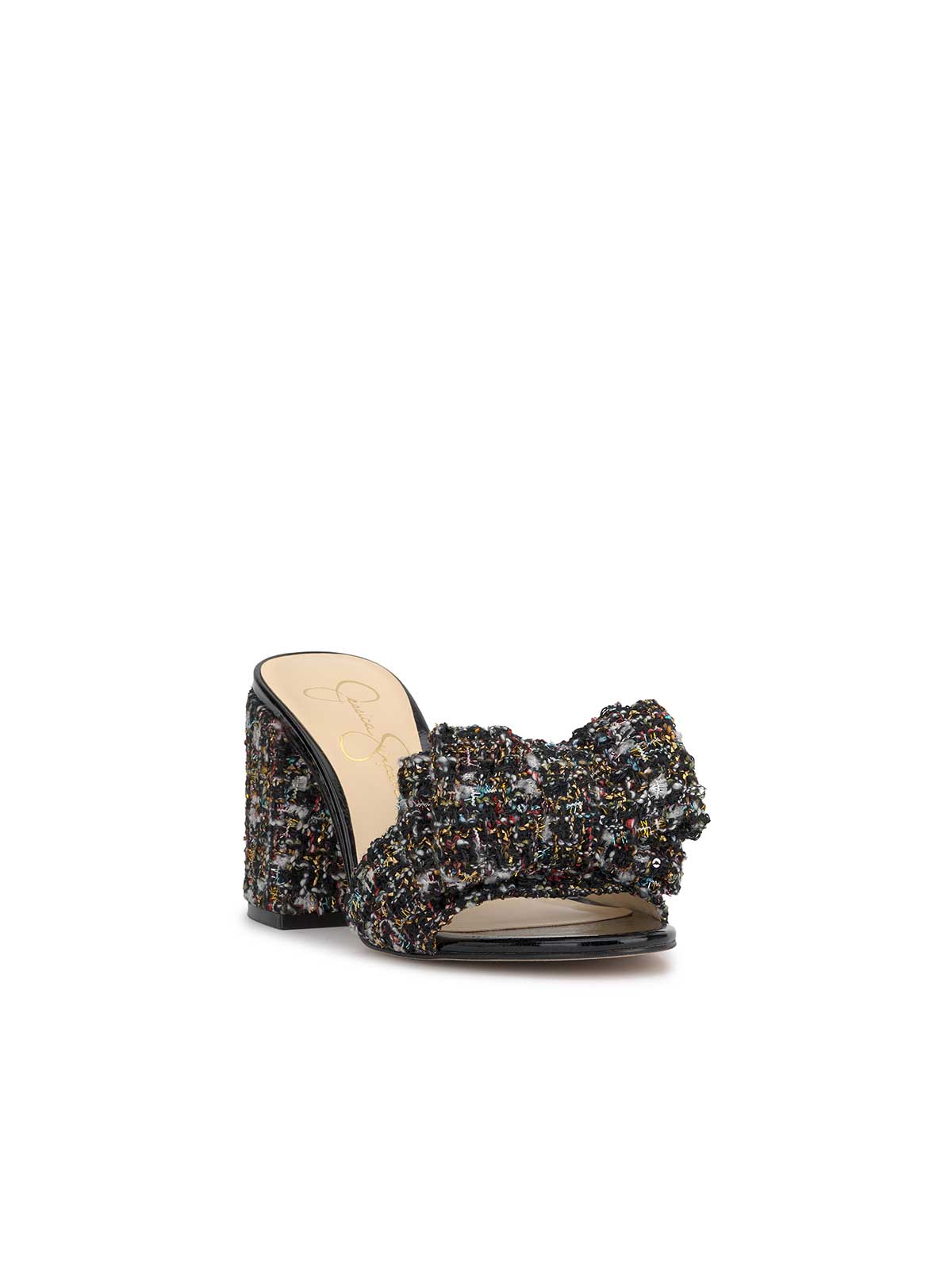 Jessica Simpson Women Romilda Bow Sandal in Tweed Sparkle