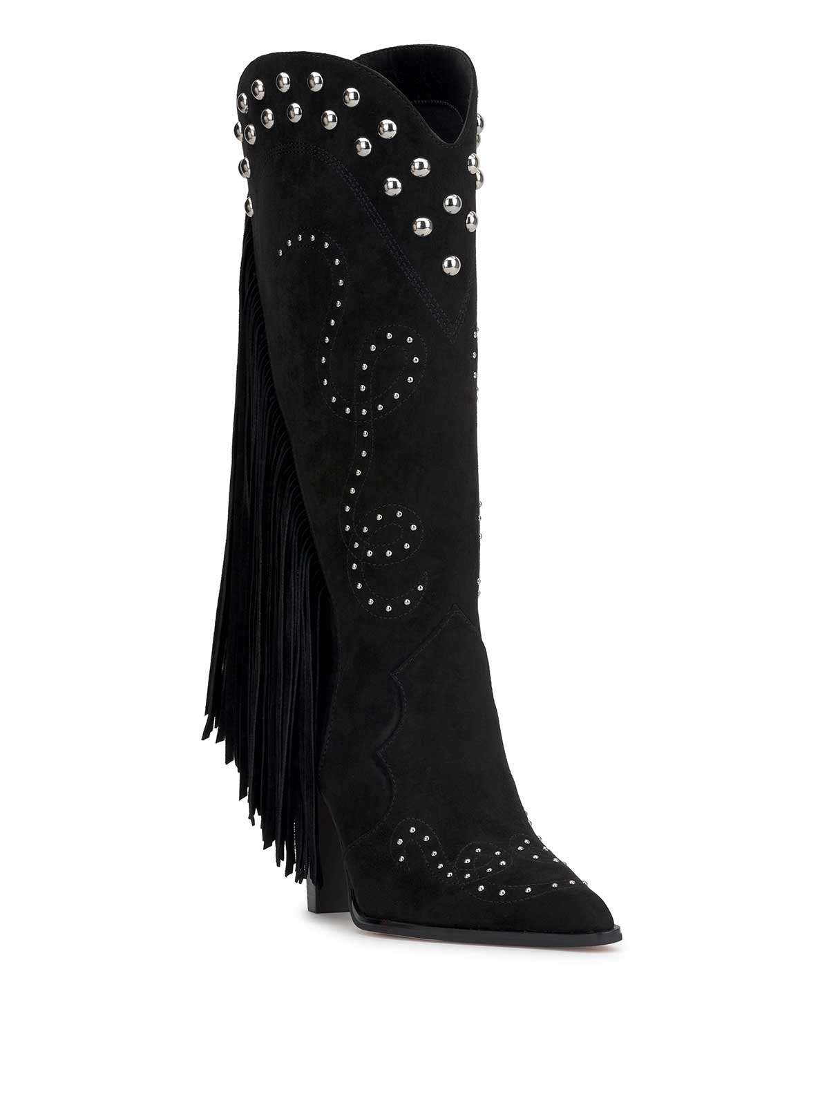 Jessica Simpson Women Rosera Studded Fringe Boot in Black