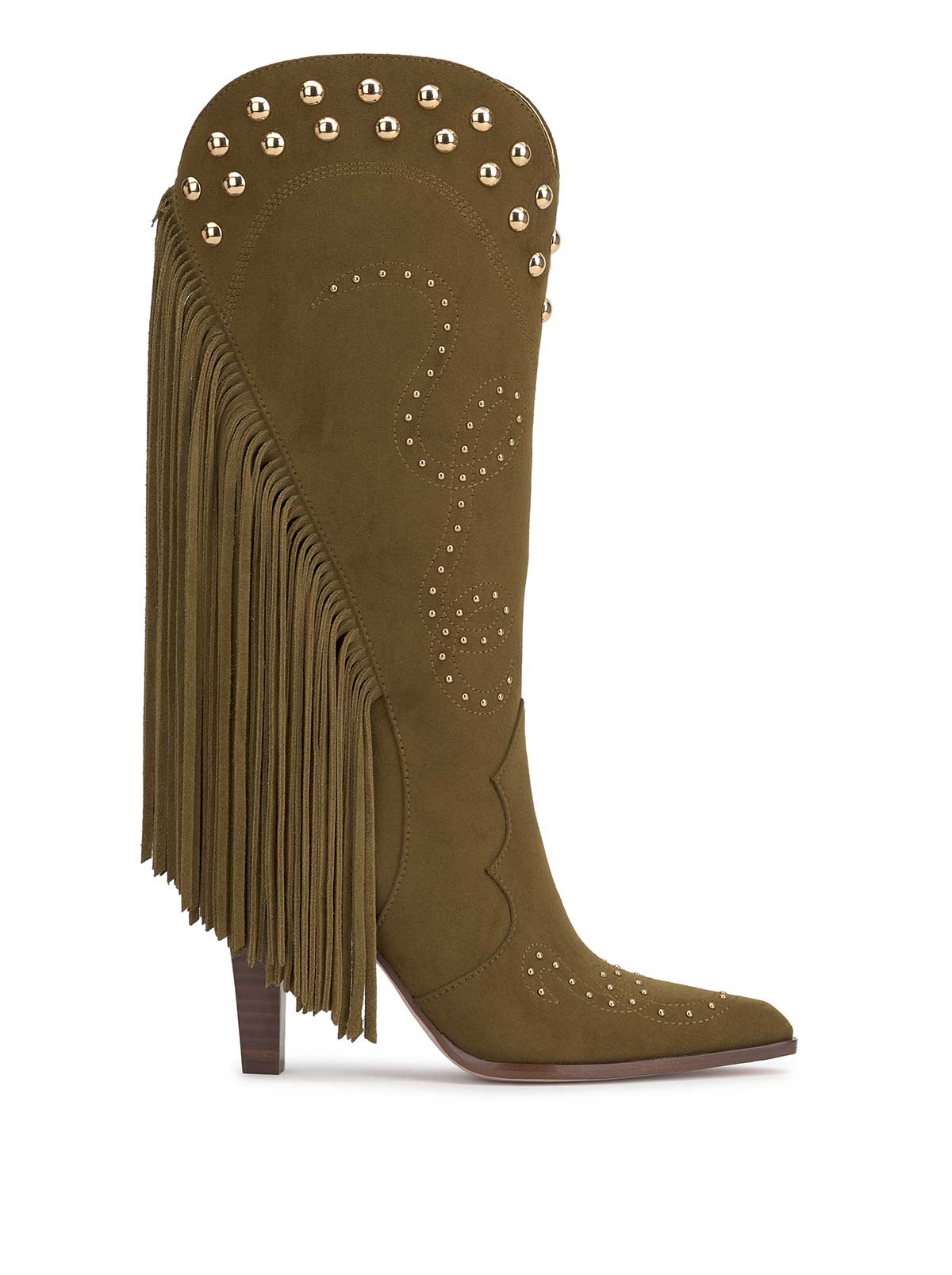 Jessica Simpson Women Rosera Studded Fringe Boot in Olive Green