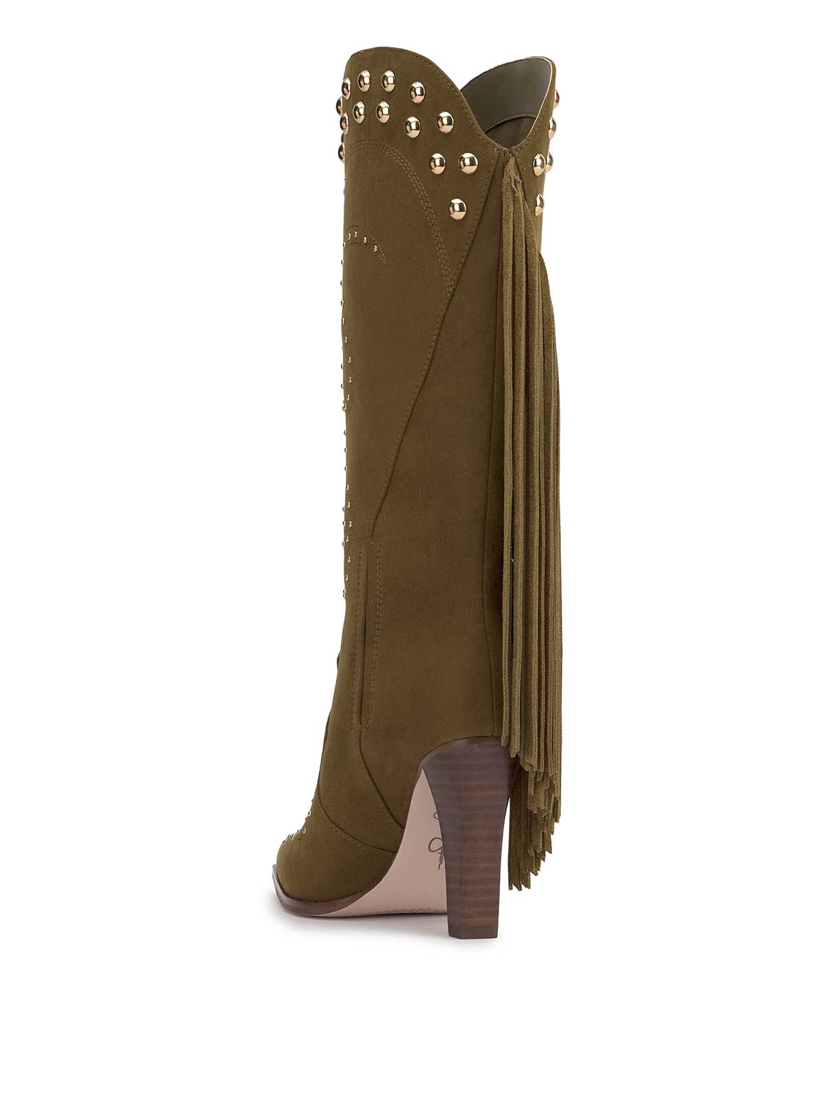 Jessica Simpson Women Rosera Studded Fringe Boot in Olive Green