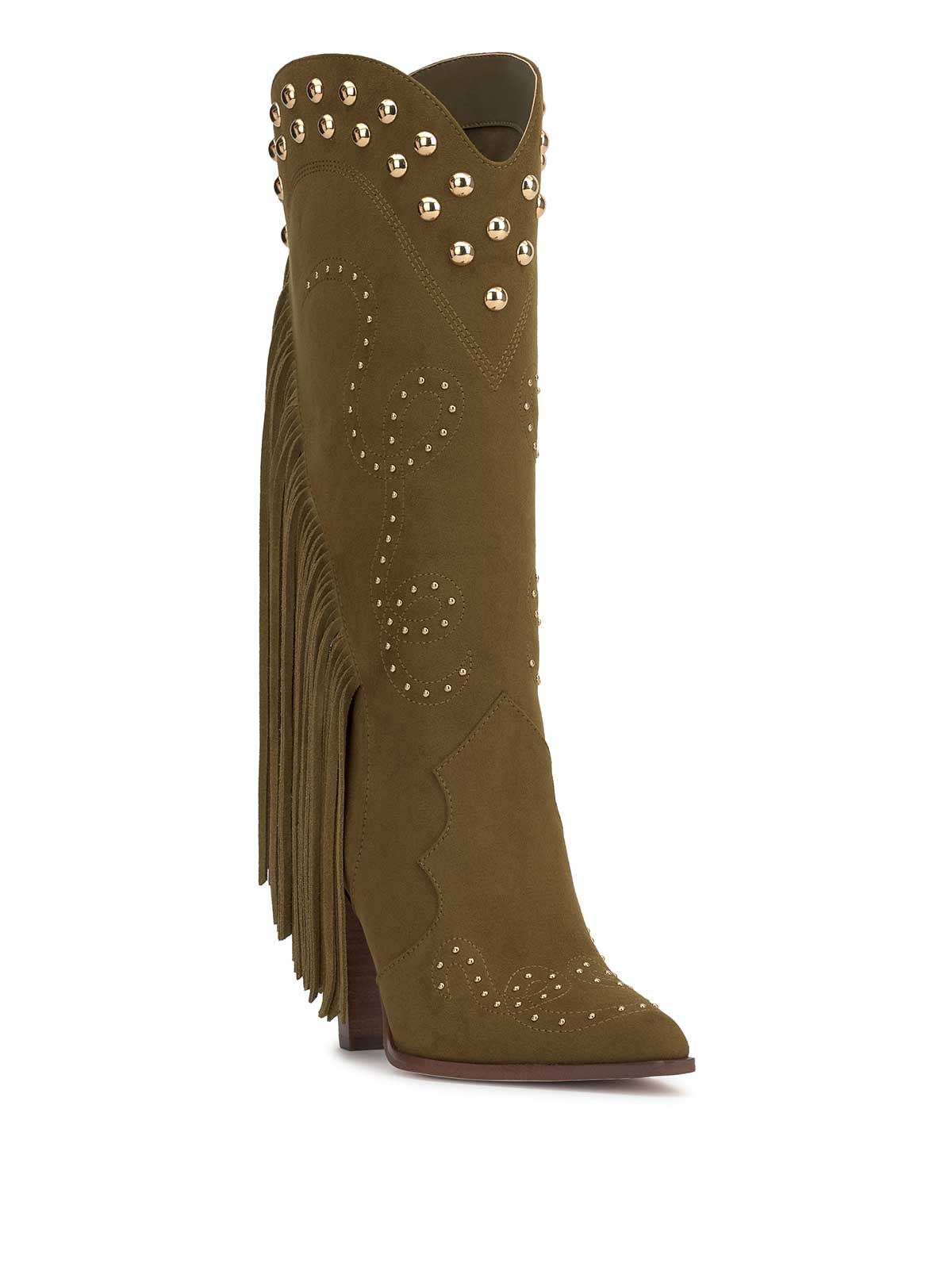 Jessica Simpson Women Rosera Studded Fringe Boot in Olive Green