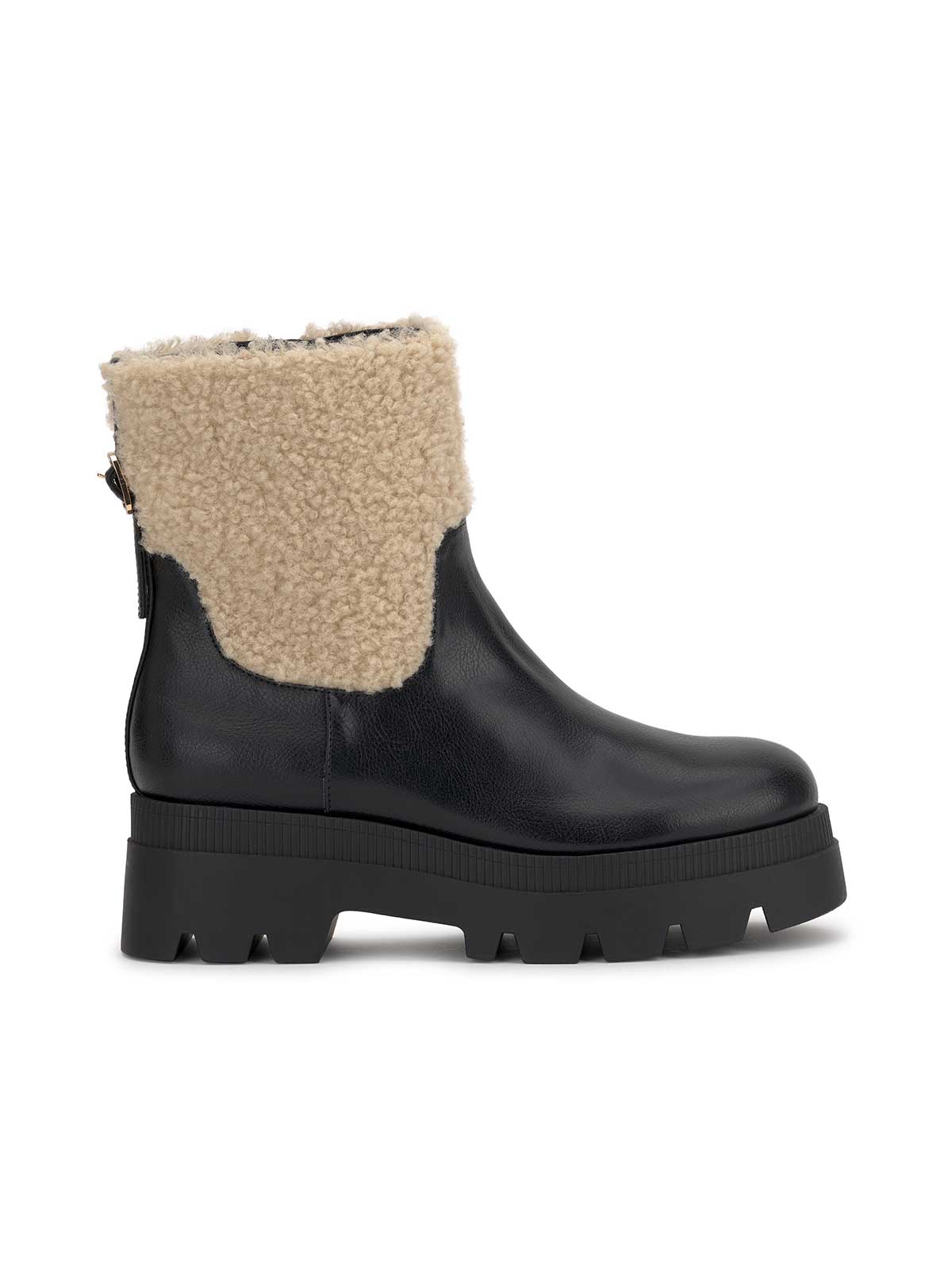 Jessica Simpson Women Ulalie Lug Bootie in Black & Shearling