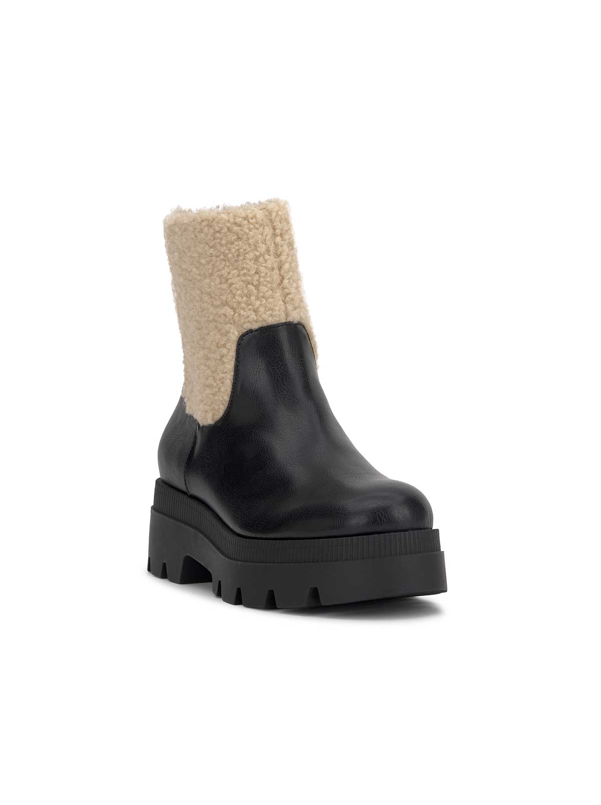 Jessica Simpson Women Ulalie Lug Bootie in Black & Shearling