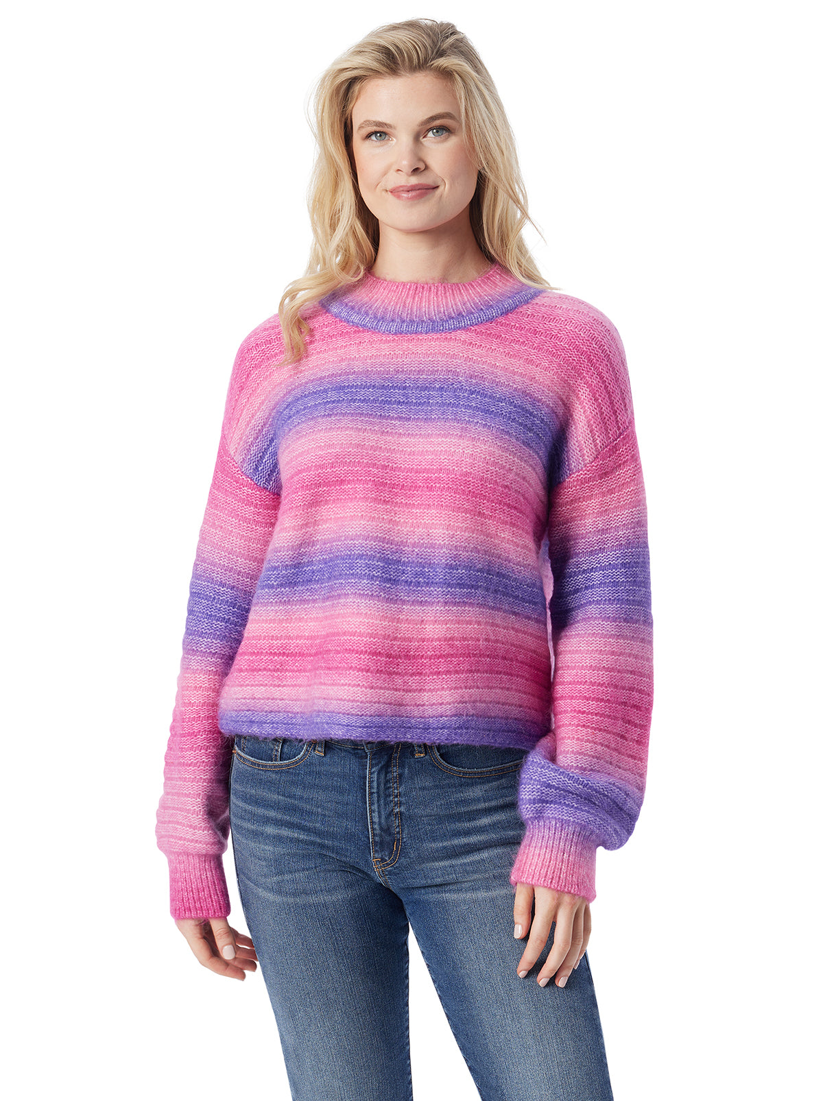 Jessica Simpson Women Portia Sweater in Royal Purple Combo