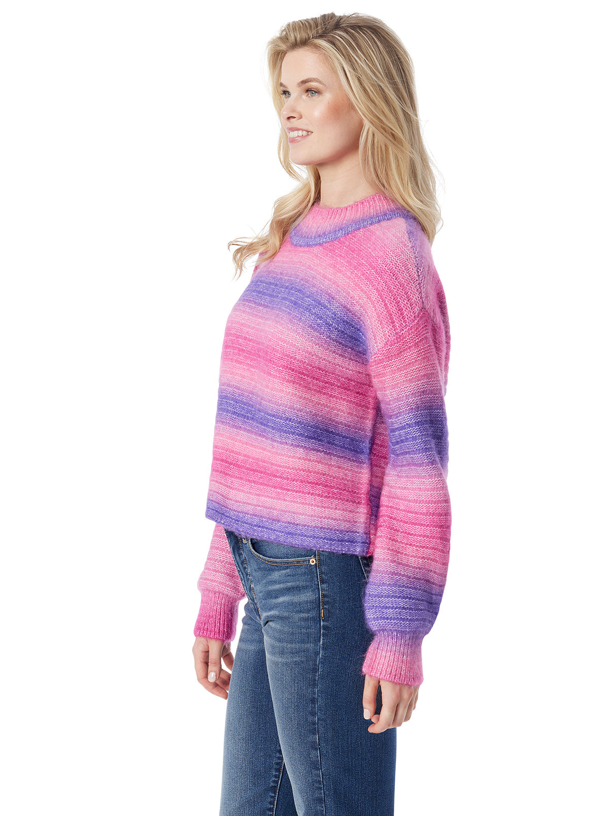 Jessica Simpson Women Portia Sweater in Royal Purple Combo
