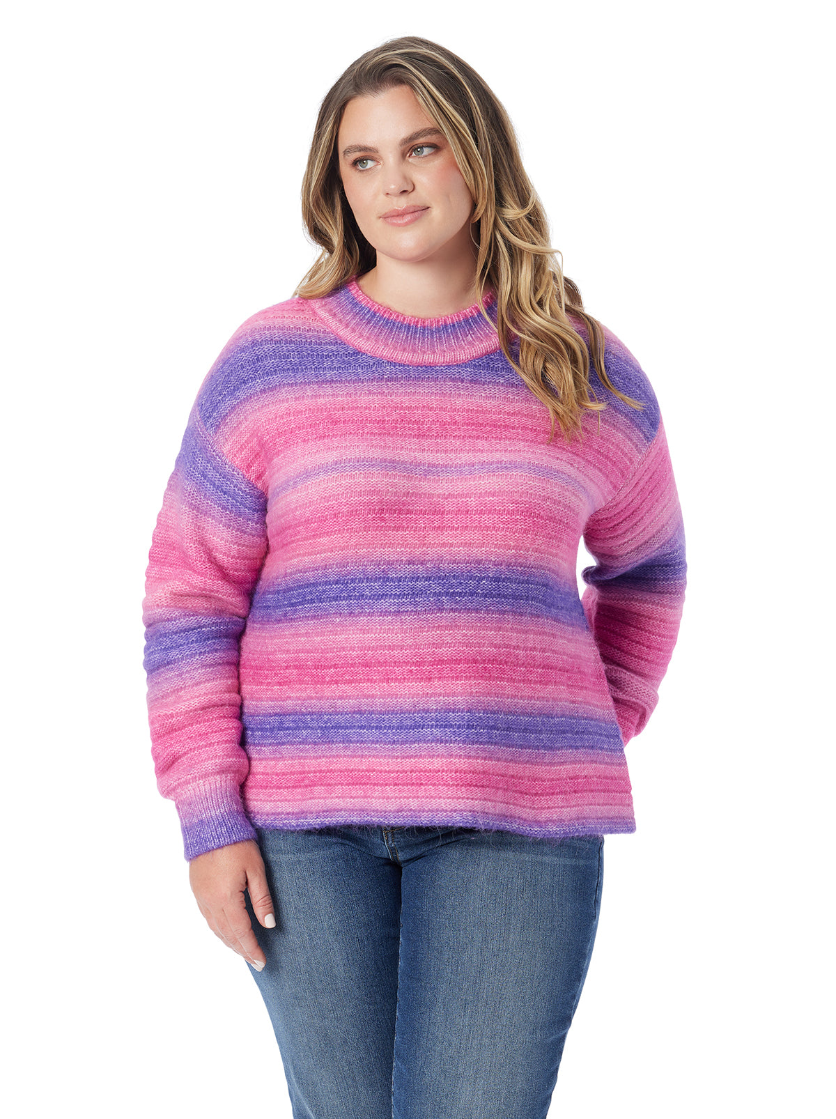 Jessica Simpson Women Portia Sweater in Royal Purple Combo