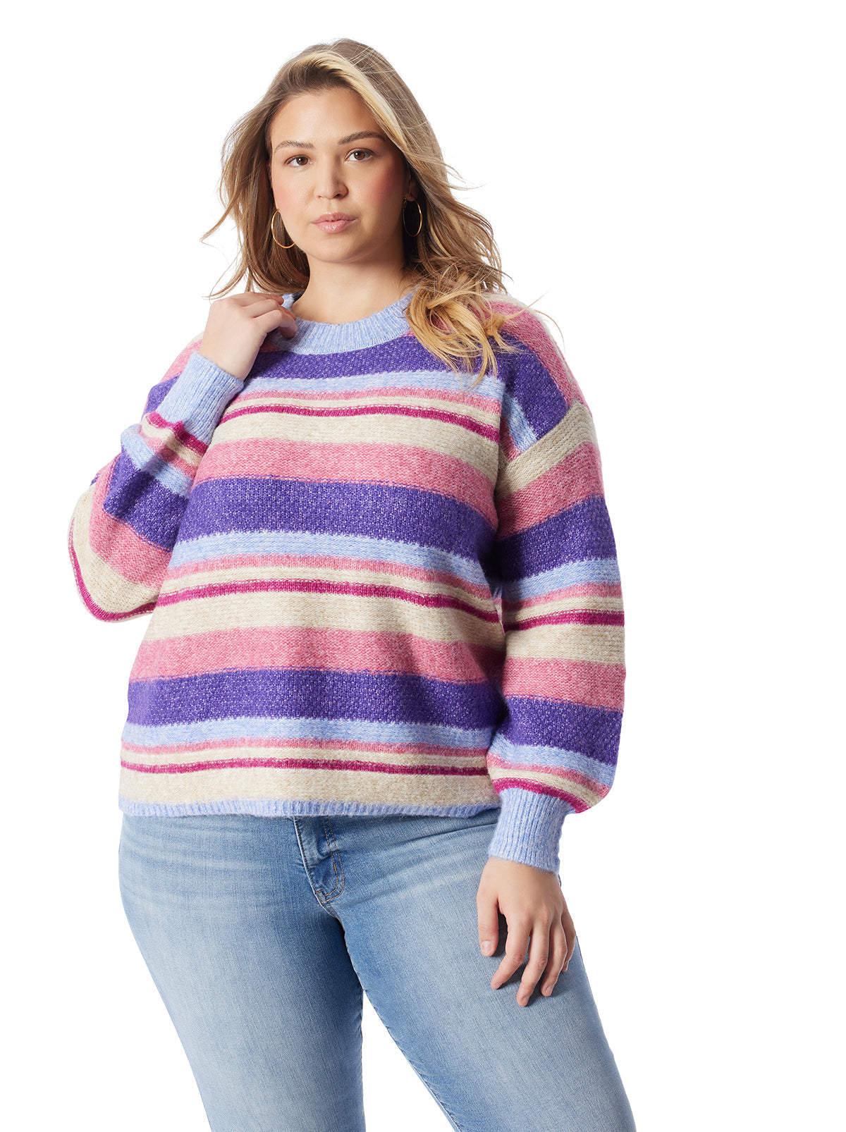 Jessica Simpson Women Portia Sweater in Lavender Stripe
