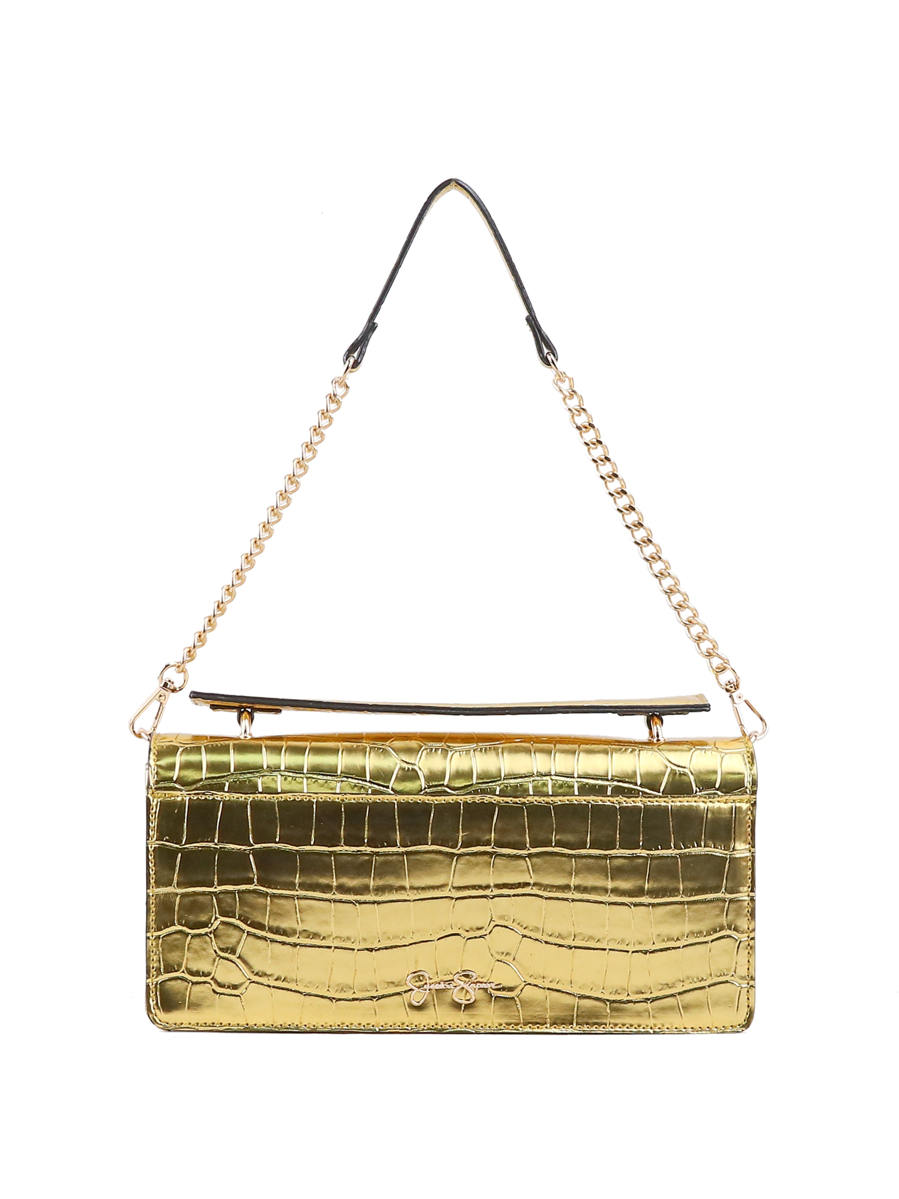 Jessica Simpson Accessories Brooke Clutch in Gold Croco