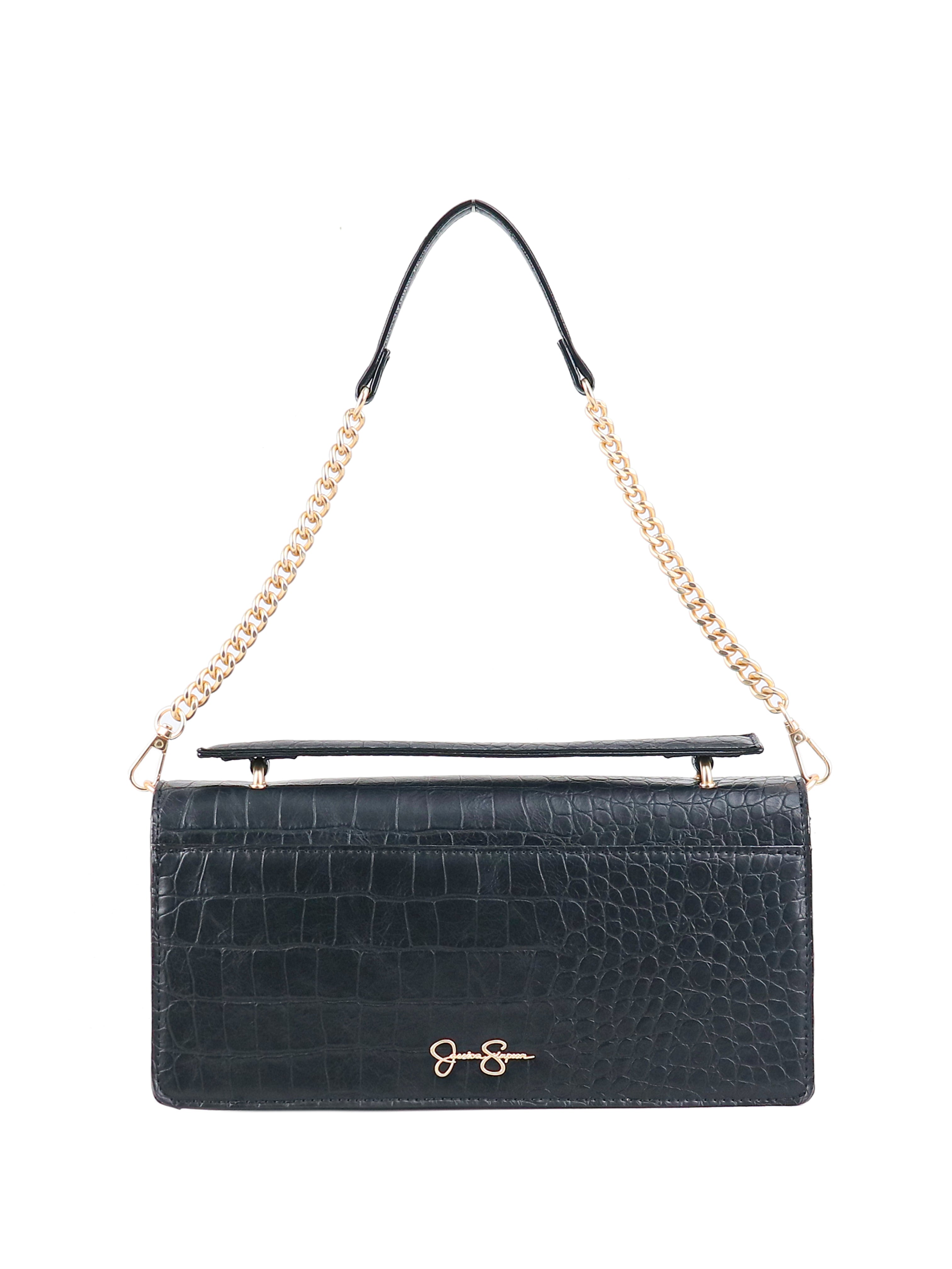 Jessica Simpson Accessories Brooke Clutch in Black Croco