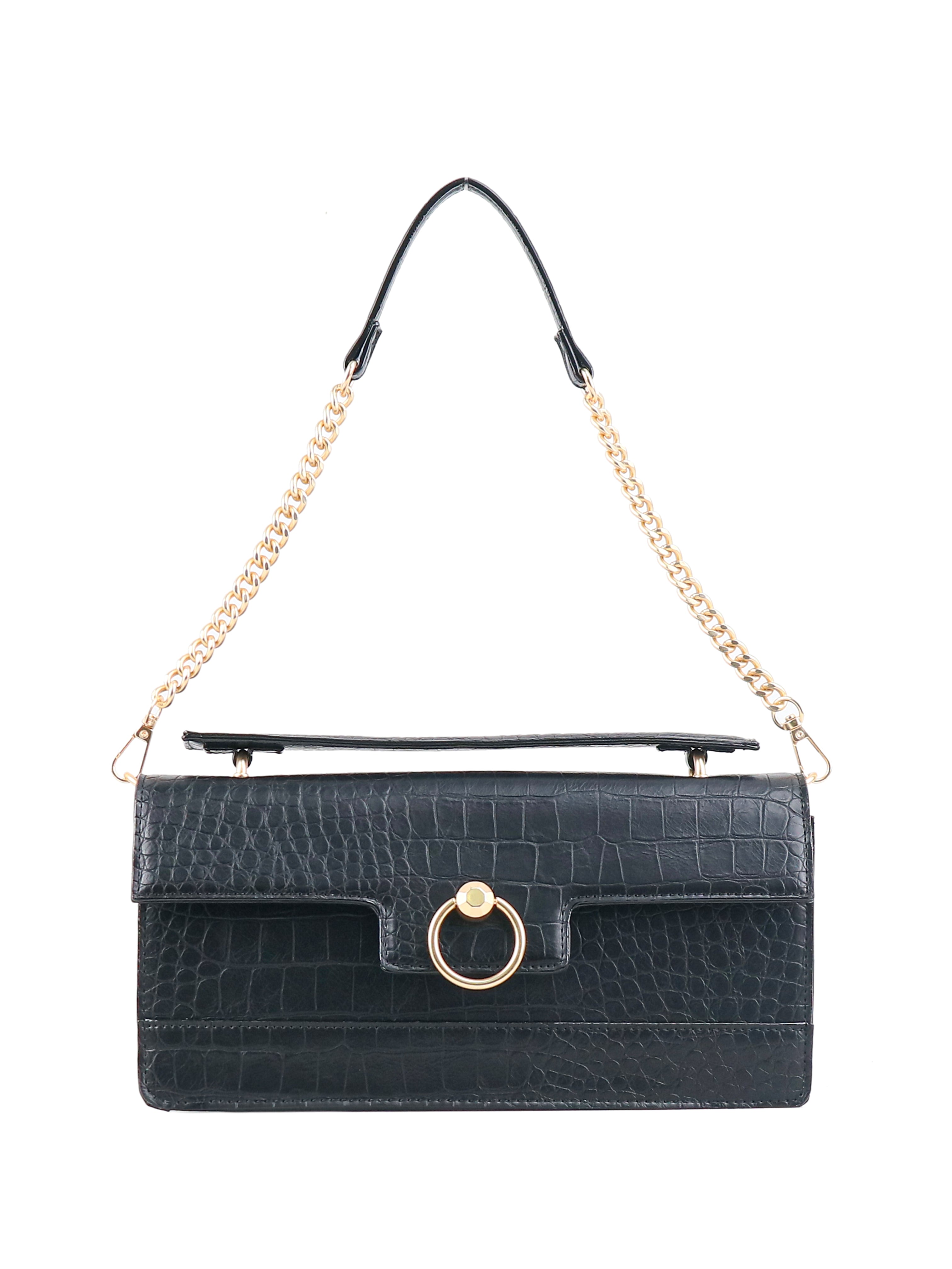 Jessica Simpson Accessories Brooke Clutch in Black Croco