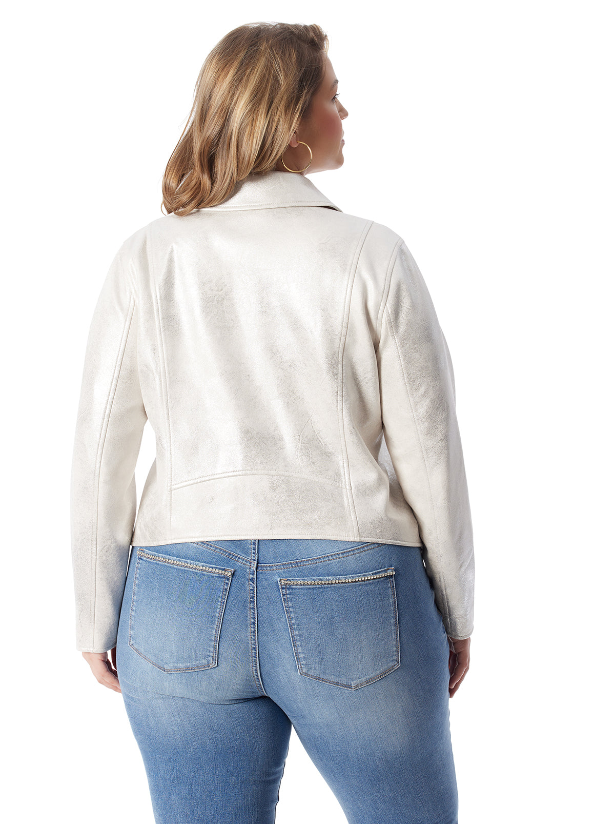 Jessica Simpson Women Biker Jacket in Silver Cream