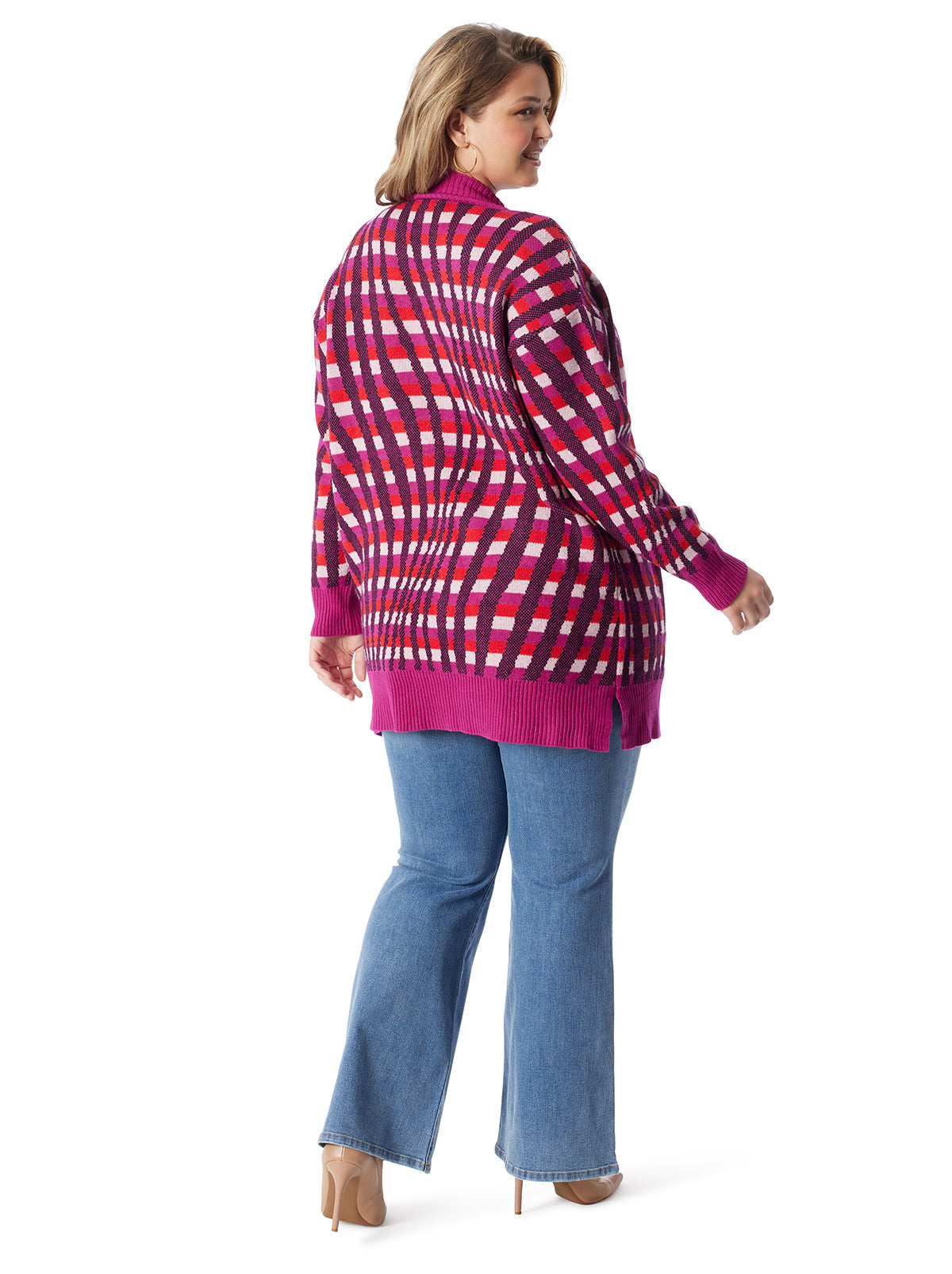 Jessica Simpson Women Open Front Cardigan in Festive Swirl