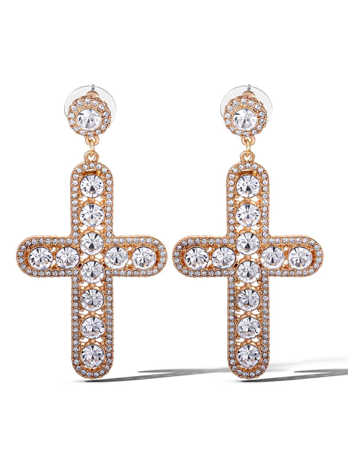 Jessica Simpson Accessories Pave Cross Dangle Earrings