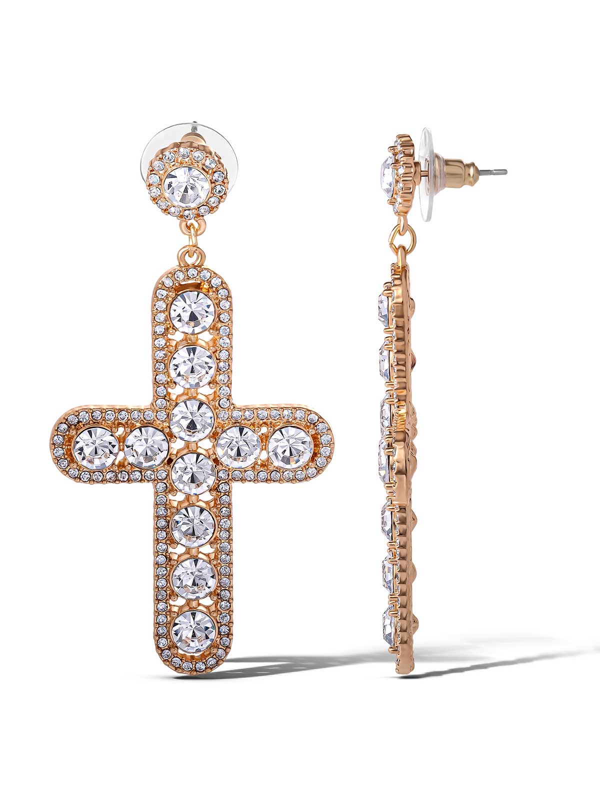 Jessica Simpson Accessories Pave Cross Dangle Earrings
