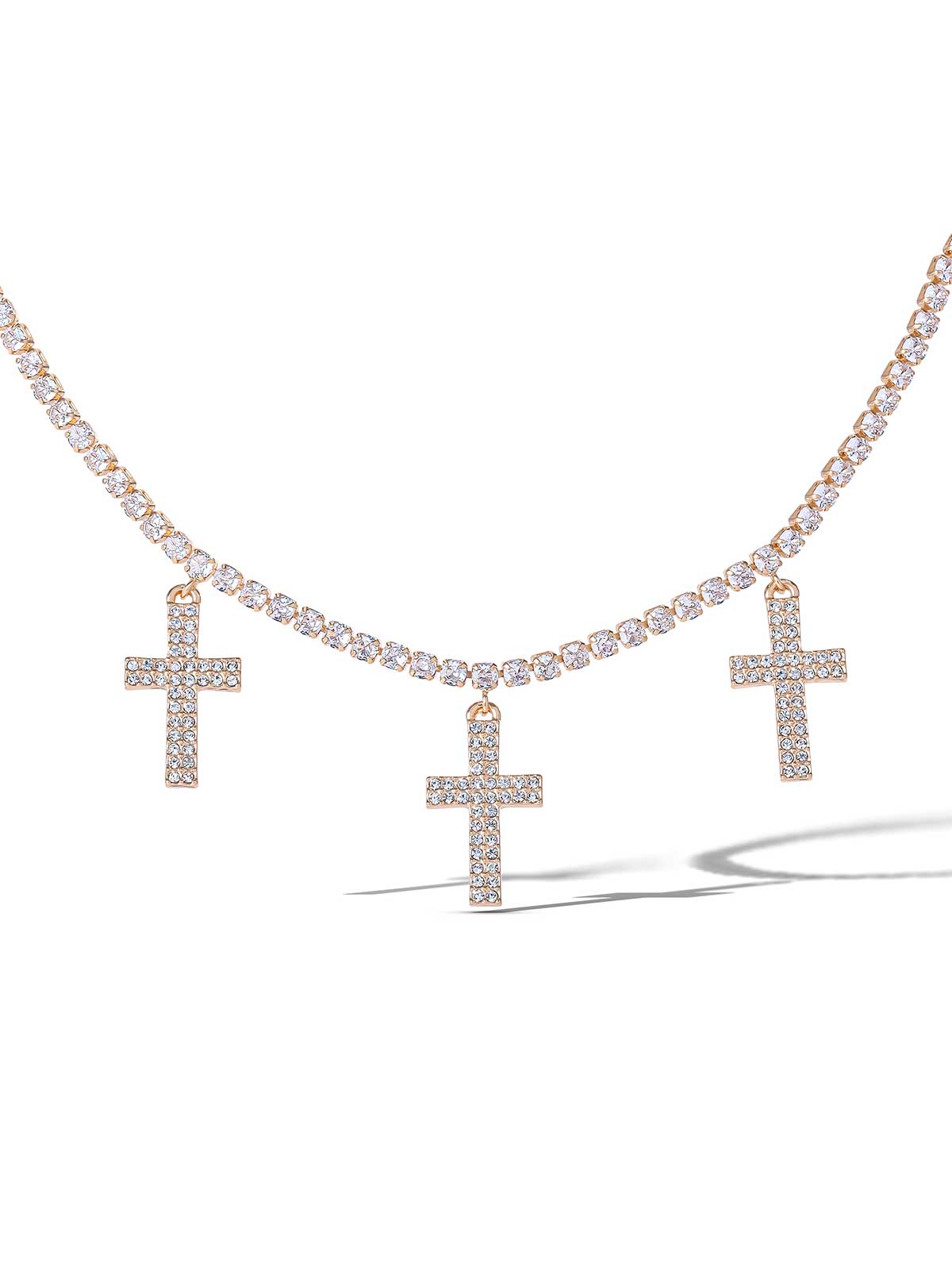 Jessica Simpson Accessories Triple Cross Pave Necklace