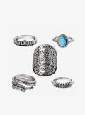 Jessica Simpson Accessories 5-Piece Ring Set with Turquoise