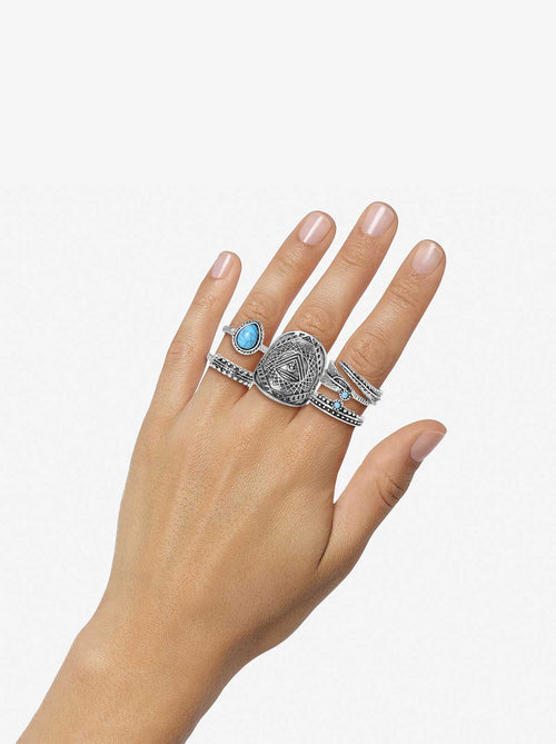 Jessica Simpson Accessories 5-Piece Ring Set with Turquoise