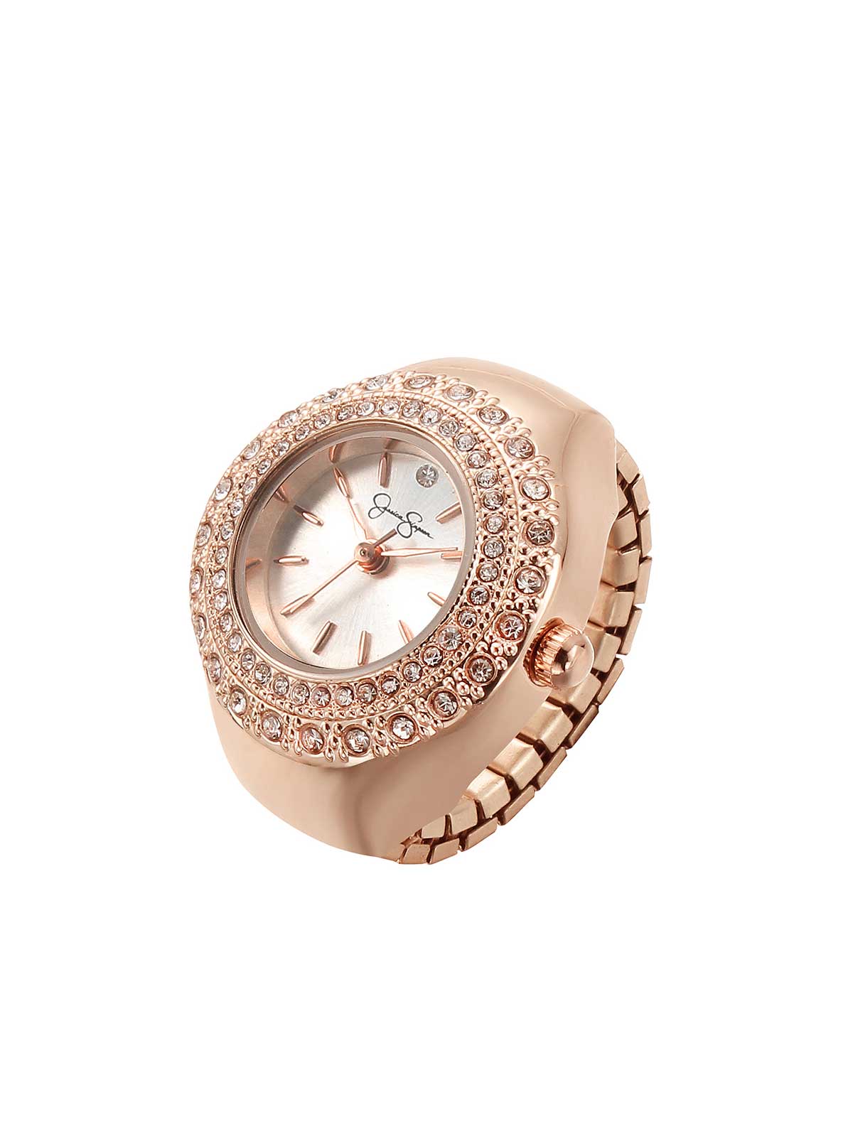 Jessica Simpson Accessories Crystal Ring Watch in Rose Gold