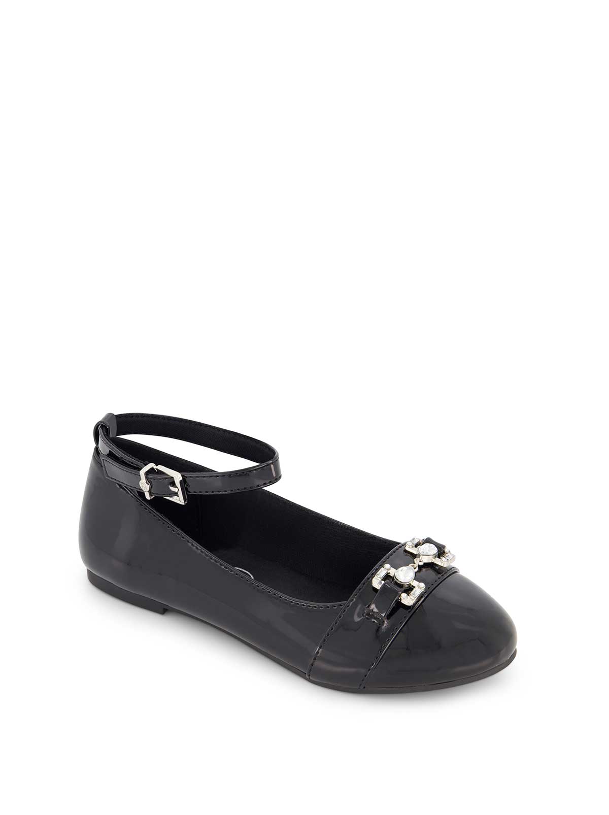 Jessica Simpson Women Little Girls' Amy Double Buckle Ballet Shoe in Black