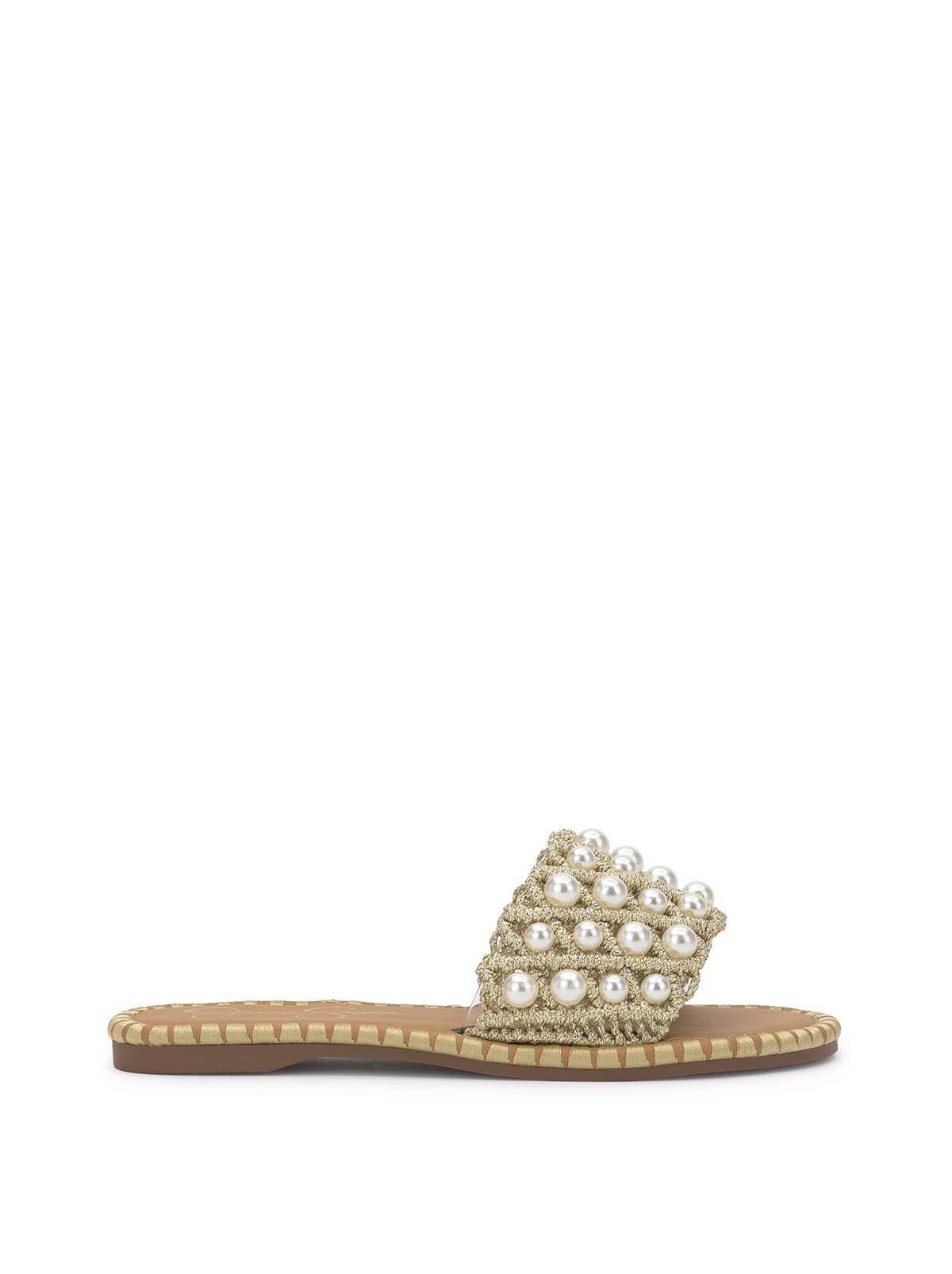 Jessica Simpson Women Brennara Flat Sandal in Soft Gold