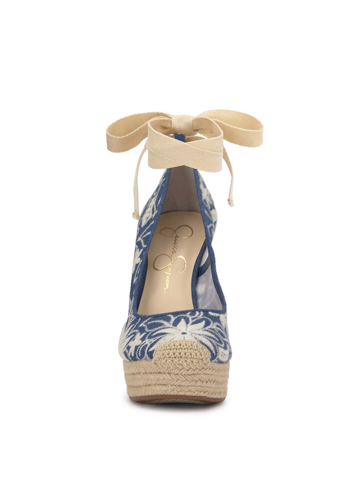 Jessica Simpson Women Zexie Platform Wedge in Floral Denim