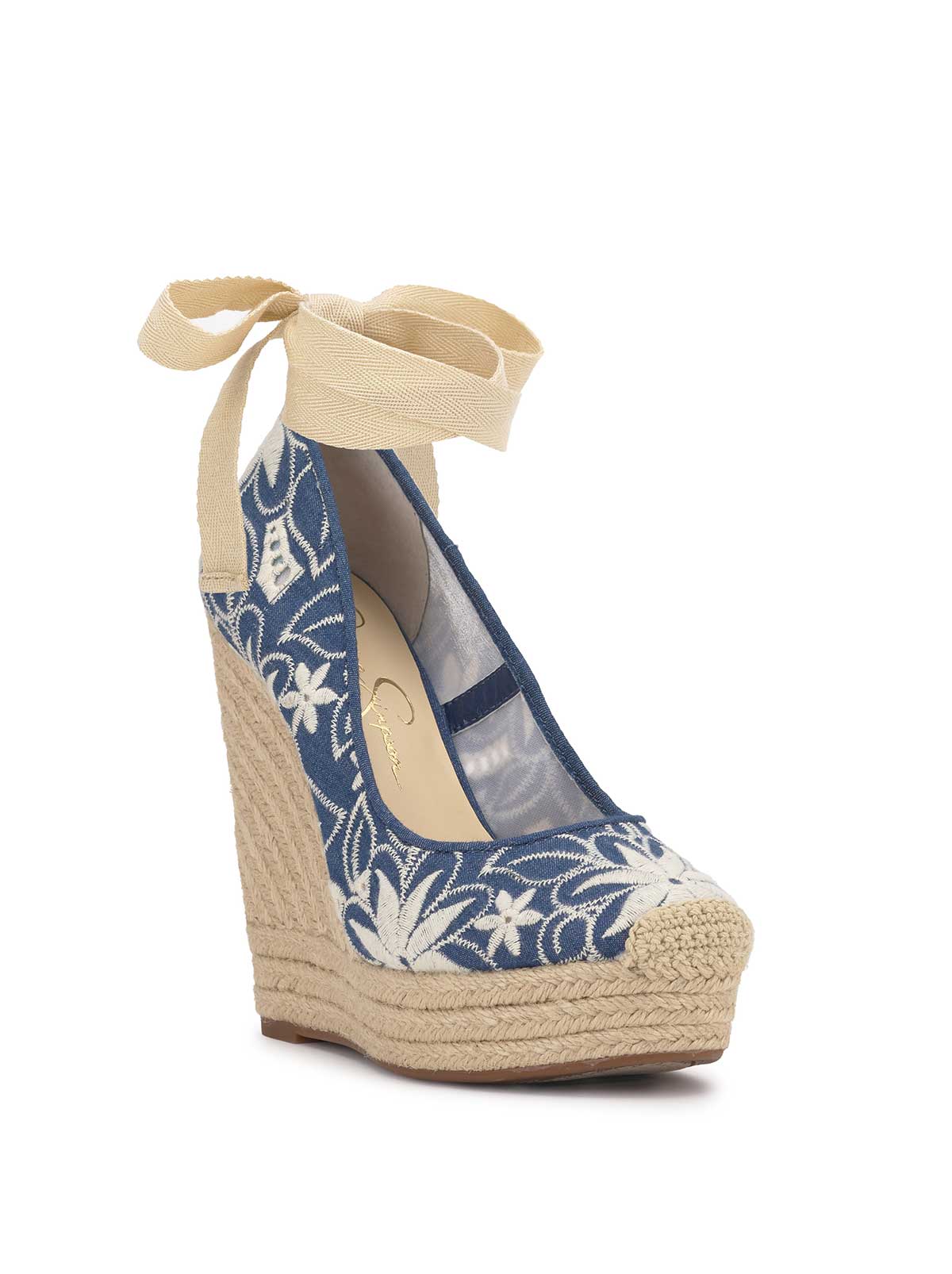 Jessica Simpson Women Zexie Platform Wedge in Floral Denim