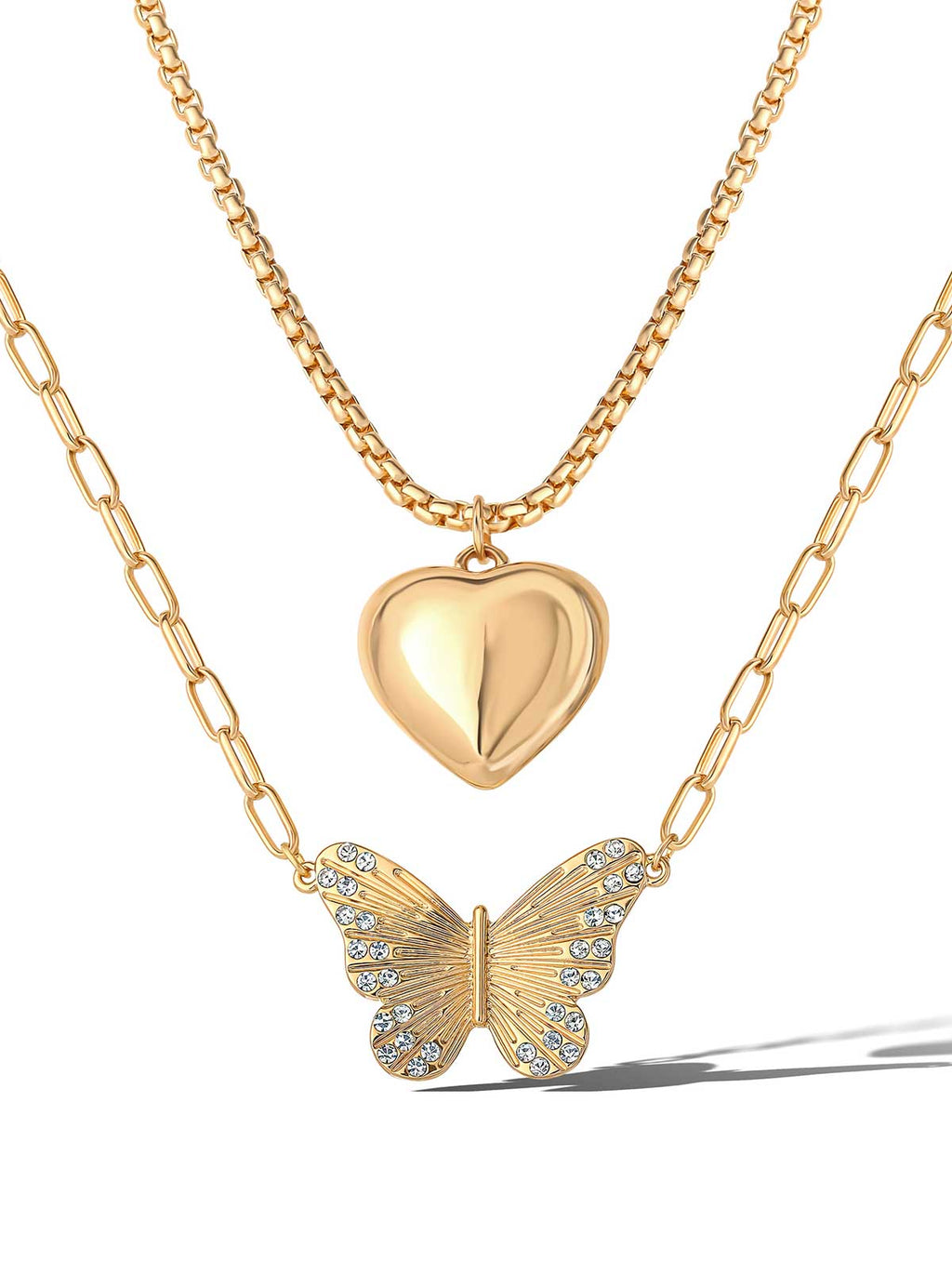 Jessica Simpson Accessories Butterfly Heart Layered Necklace