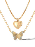 Jessica Simpson Accessories Butterfly Heart Layered Necklace