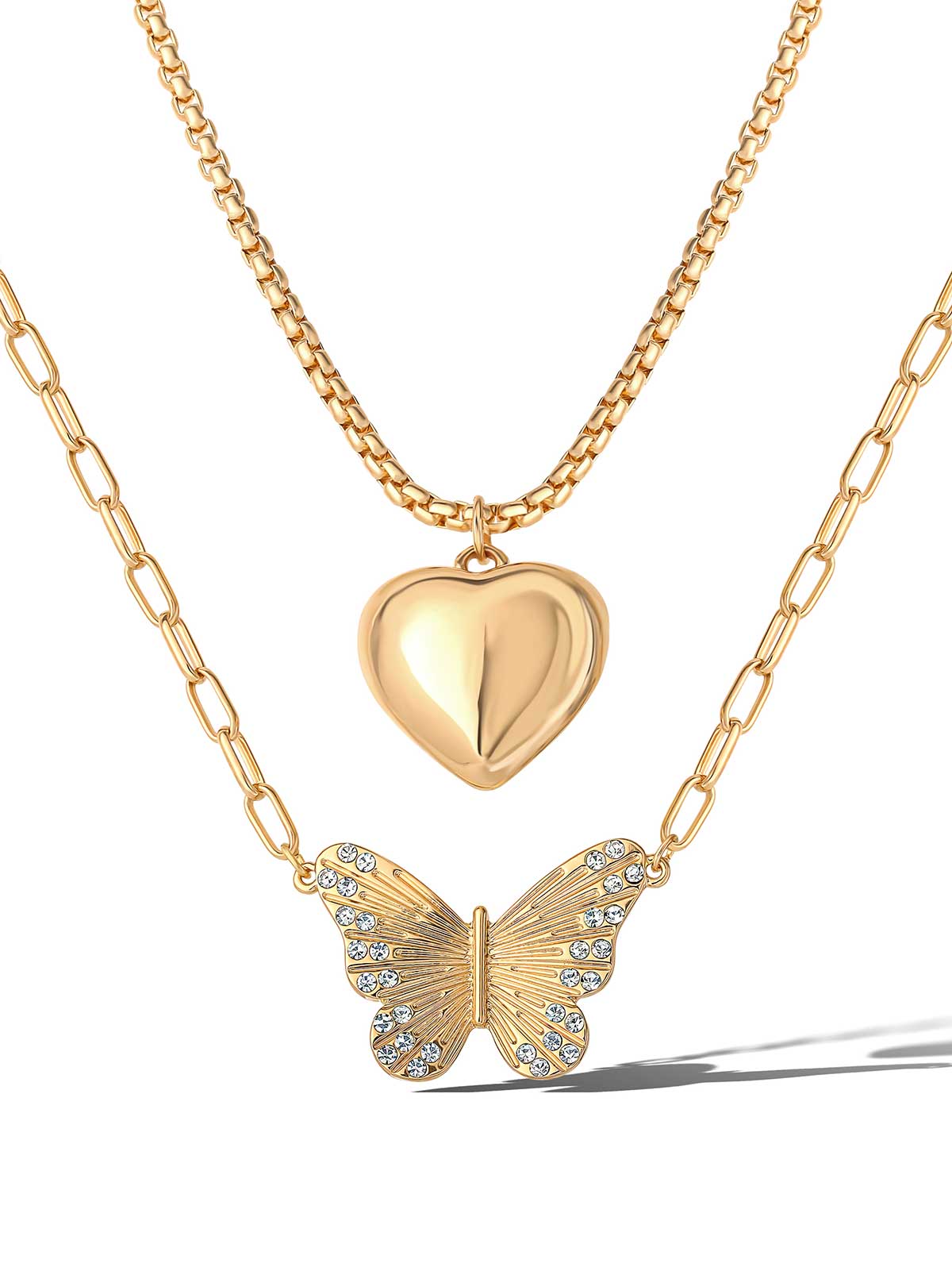 Jessica Simpson Accessories Butterfly Heart Layered Necklace