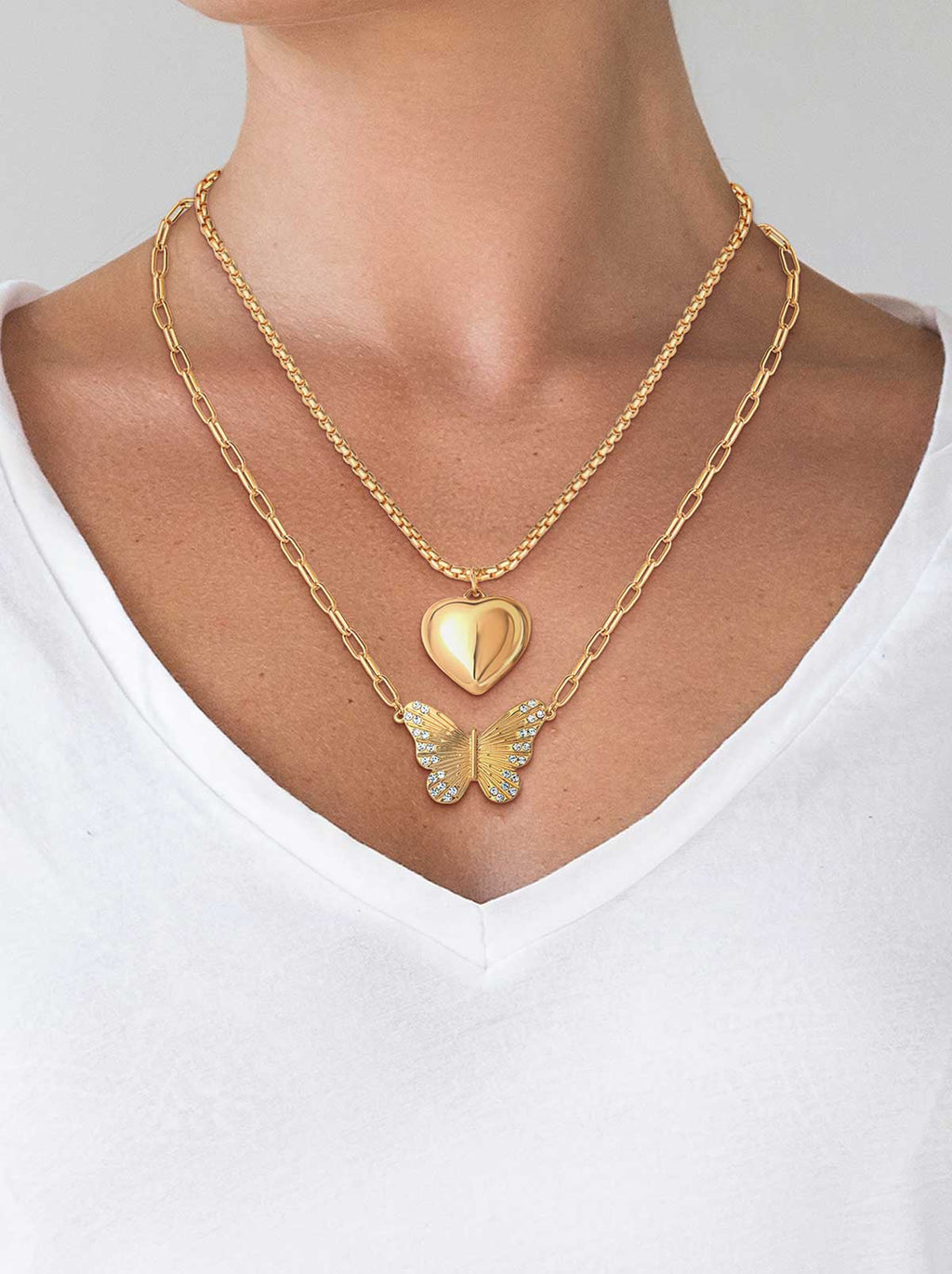 Jessica Simpson Accessories Butterfly Heart Layered Necklace