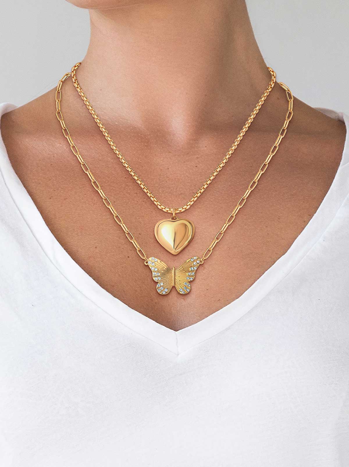 Jessica Simpson Accessories Butterfly Heart Layered Necklace