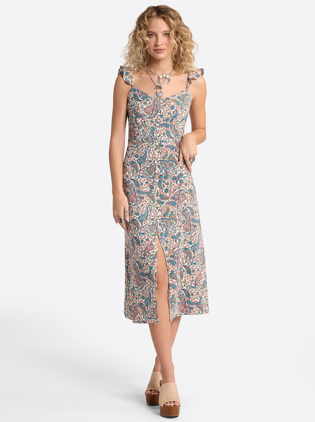 Jessica Simpson Women Sahira Dress in Buttercream Playful Paisleys