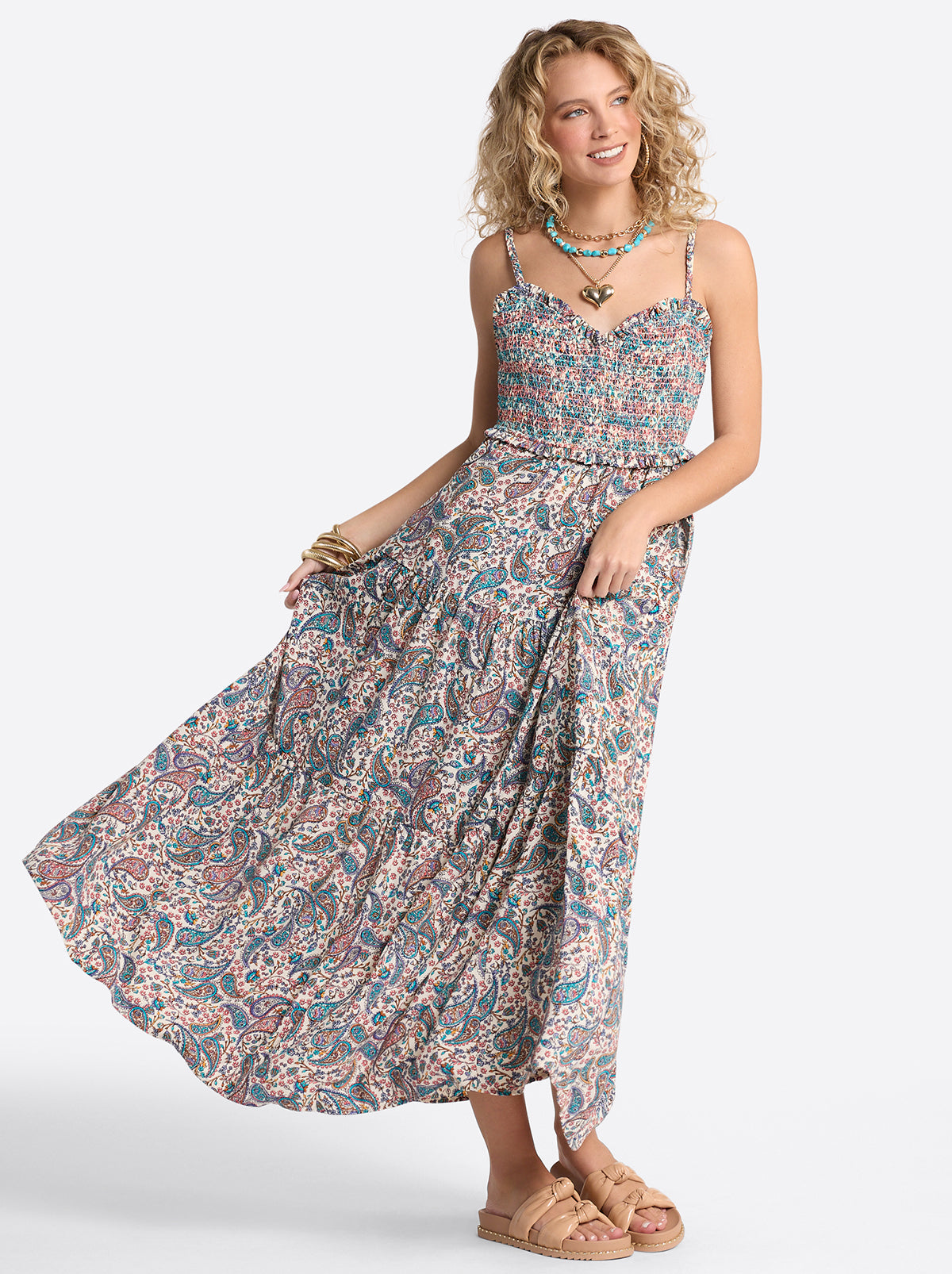Jessica Simpson Women Bronte Dress in Buttercream Playful Paisleys