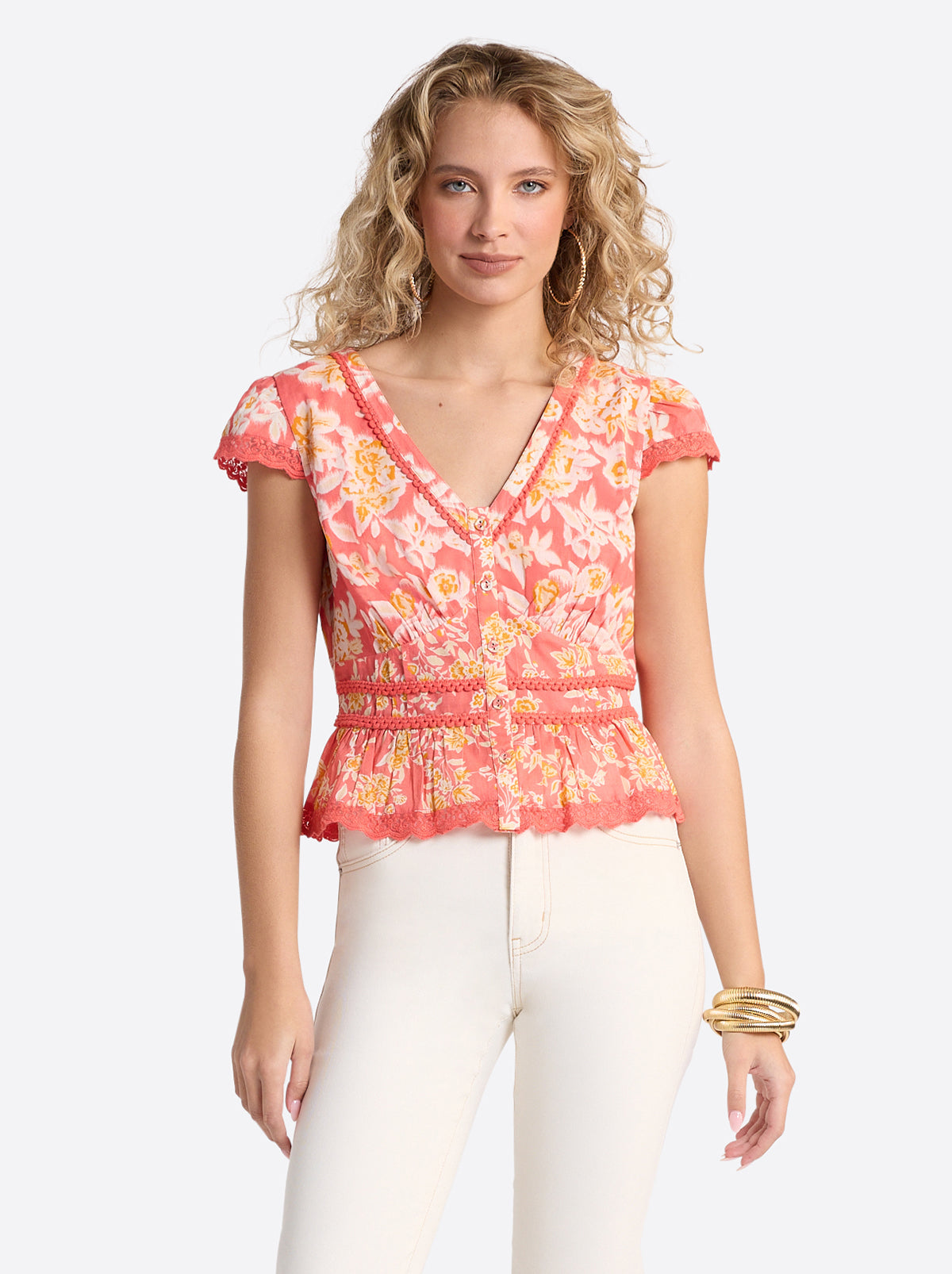 Jessica Simpson Women Alessia Blouse in Dubarry Prairie Clusters