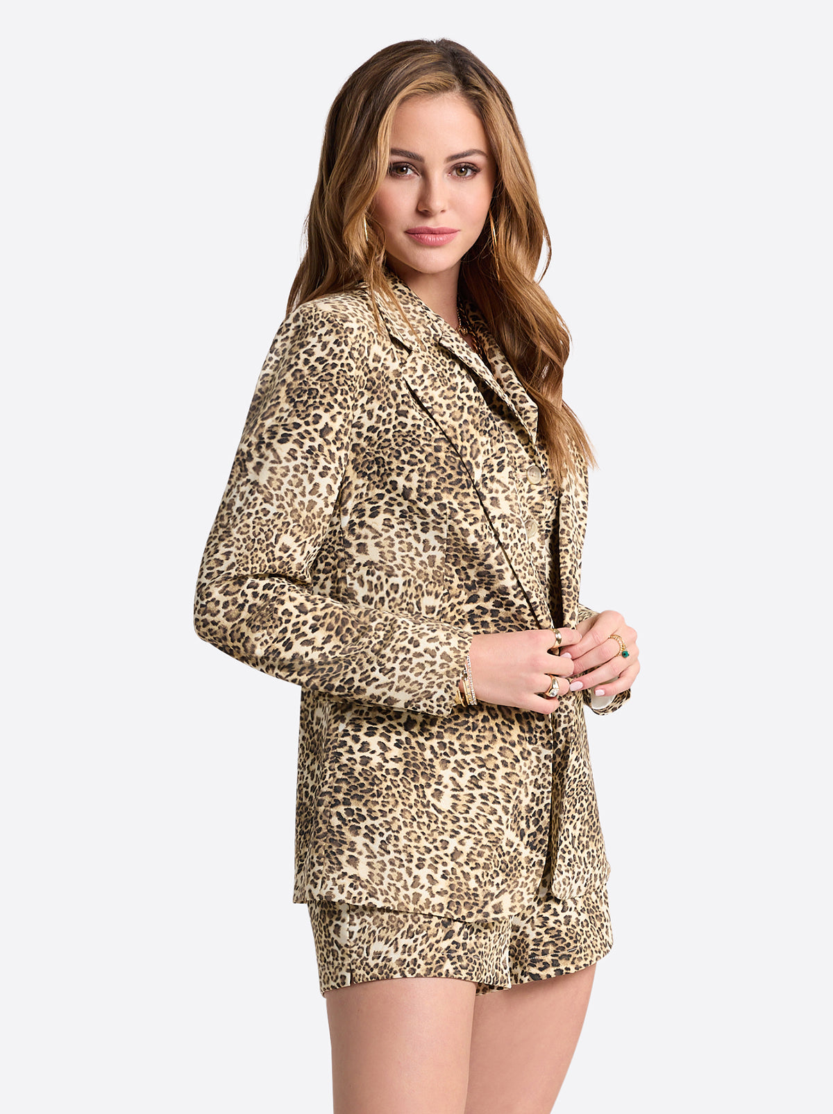 Jessica Simpson Women Kailani Blazer in Vanilla Ice Petite Leopard