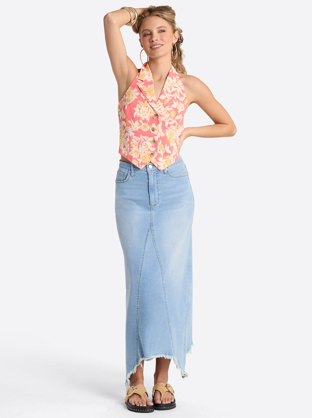 Jessica Simpson Women Della Maxi Skirt in Mystic Breeze