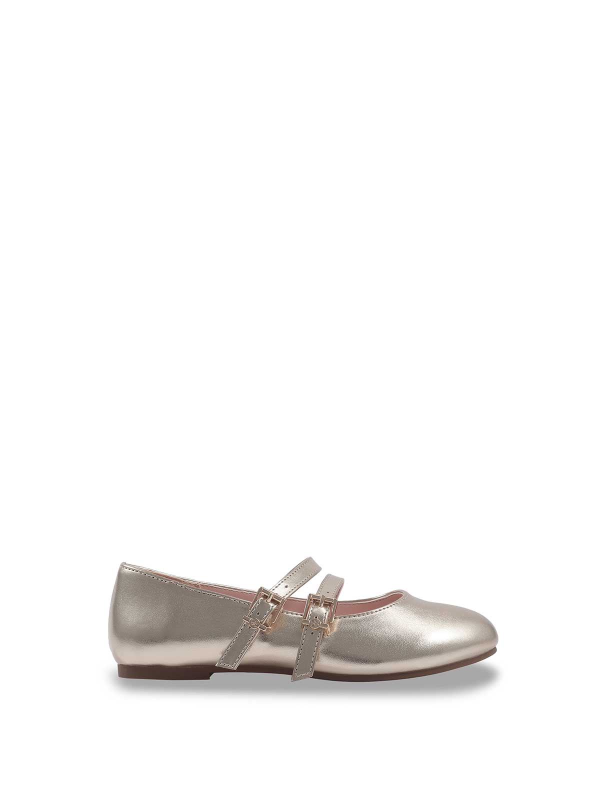 Jessica Simpson Women Little Girls' Amy Double Strap Ballet Flat in Soft Gold