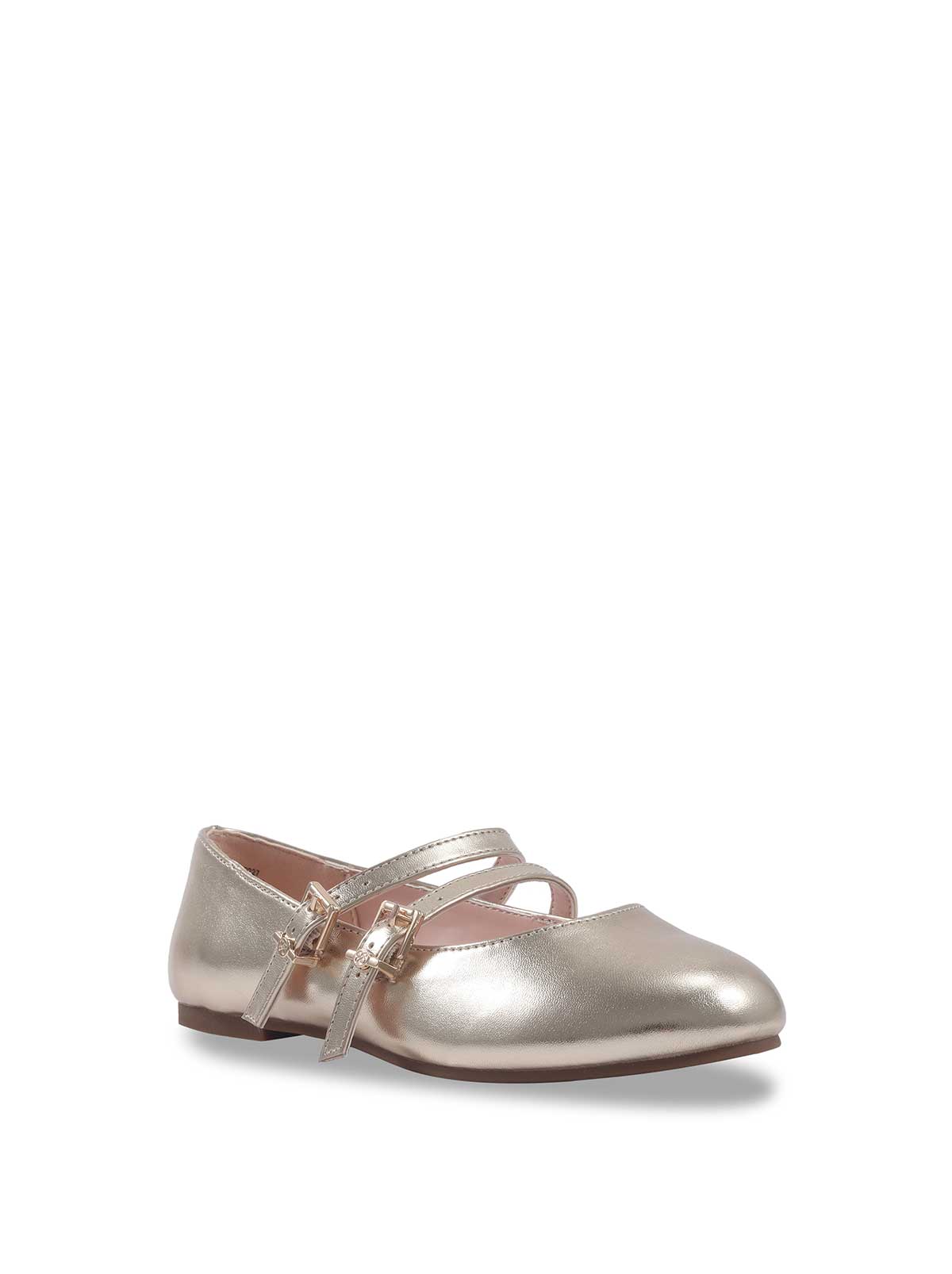 Jessica Simpson Women Little Girls' Amy Double Strap Ballet Flat in Soft Gold
