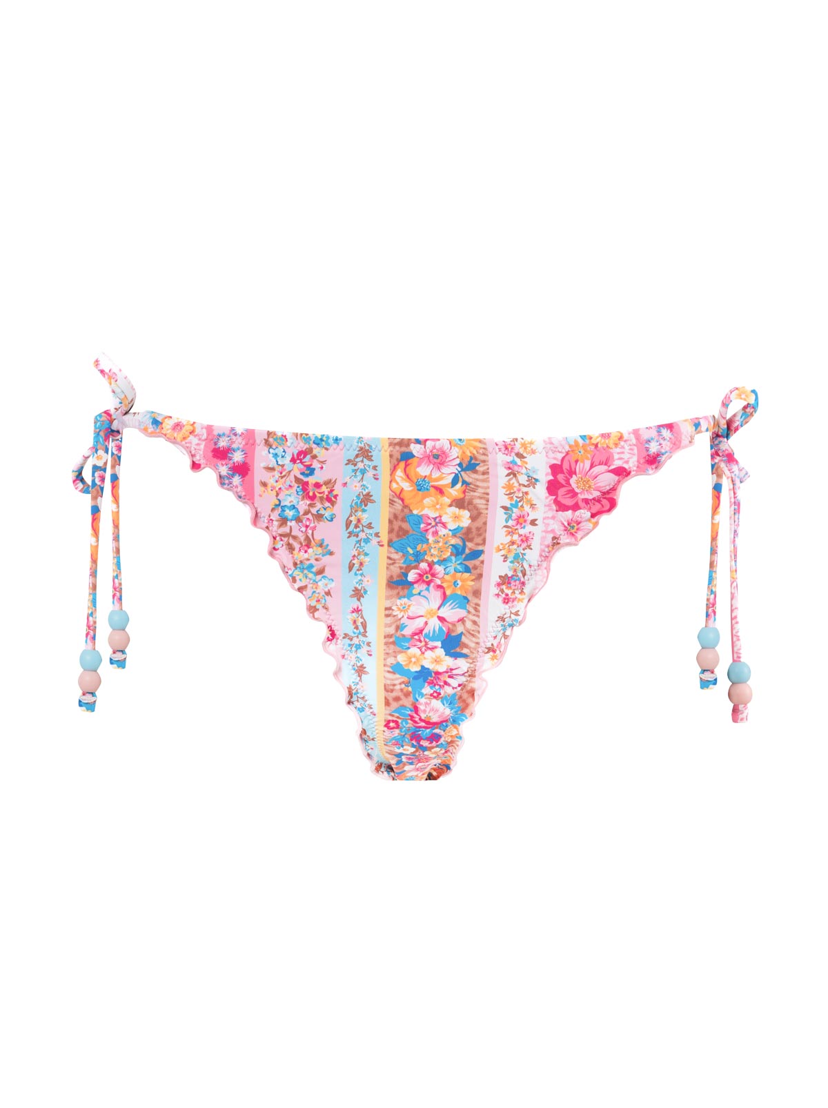 Jessica Simpson Women Lettuce Edge String Bikini in Flower Paradise