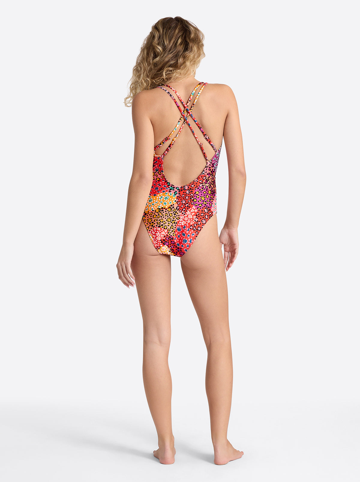 Jessica Simpson Women Double Strap Plunge One Piece in Belle of the Ball