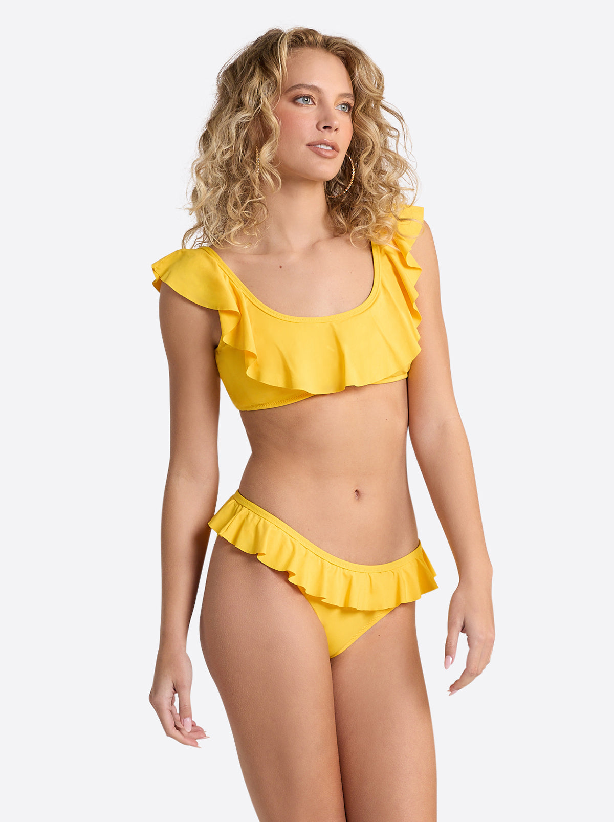 Jessica Simpson Women Solids Ruffle Bralette in Tangerine